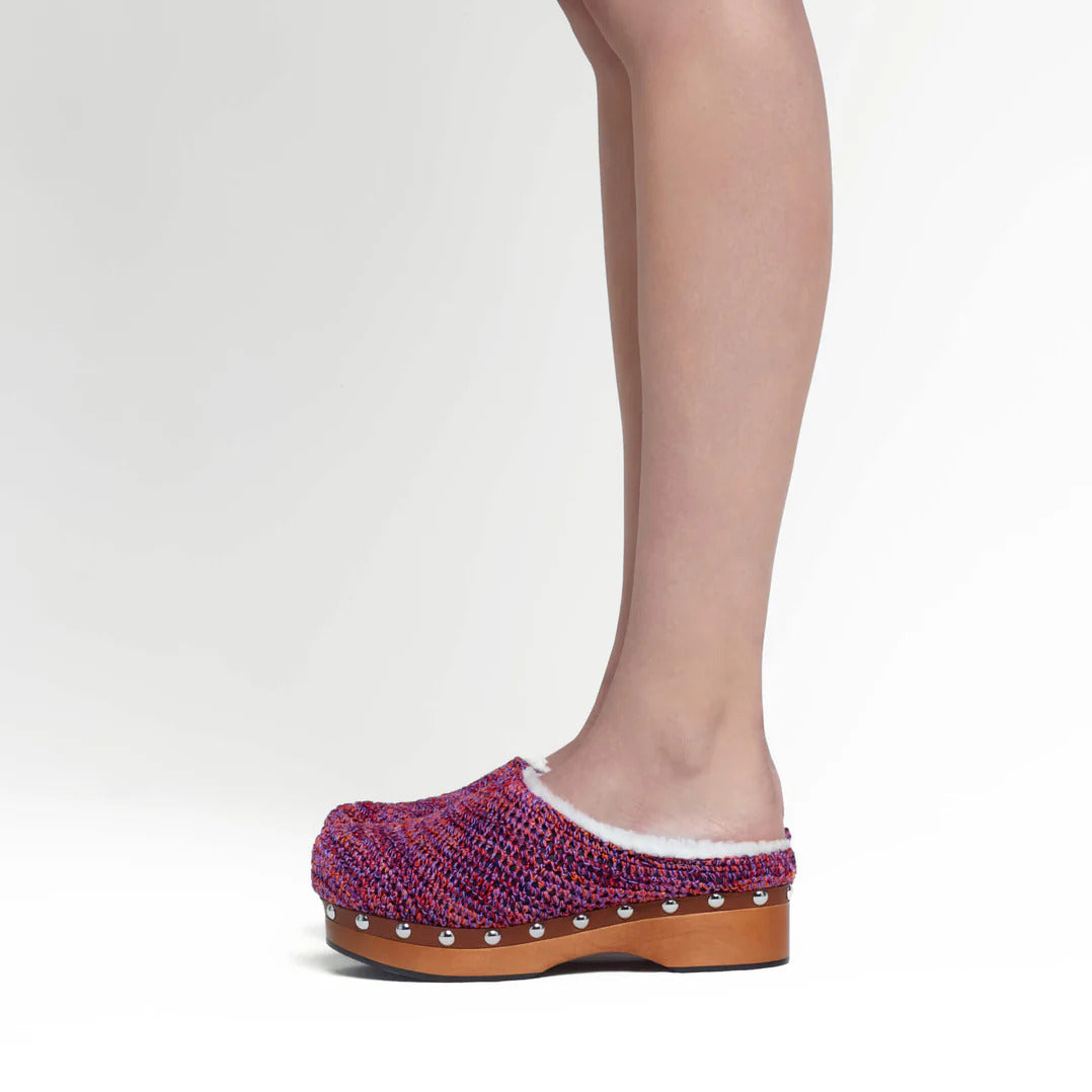 Pink, Purple, & Orange Shearling Clogs