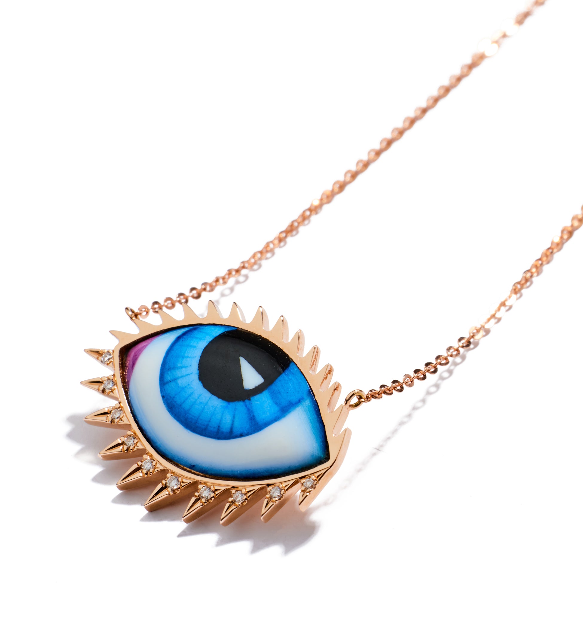 Apollo 13 Grand Bleu Diamond Evil Necklace in Yellow Gold