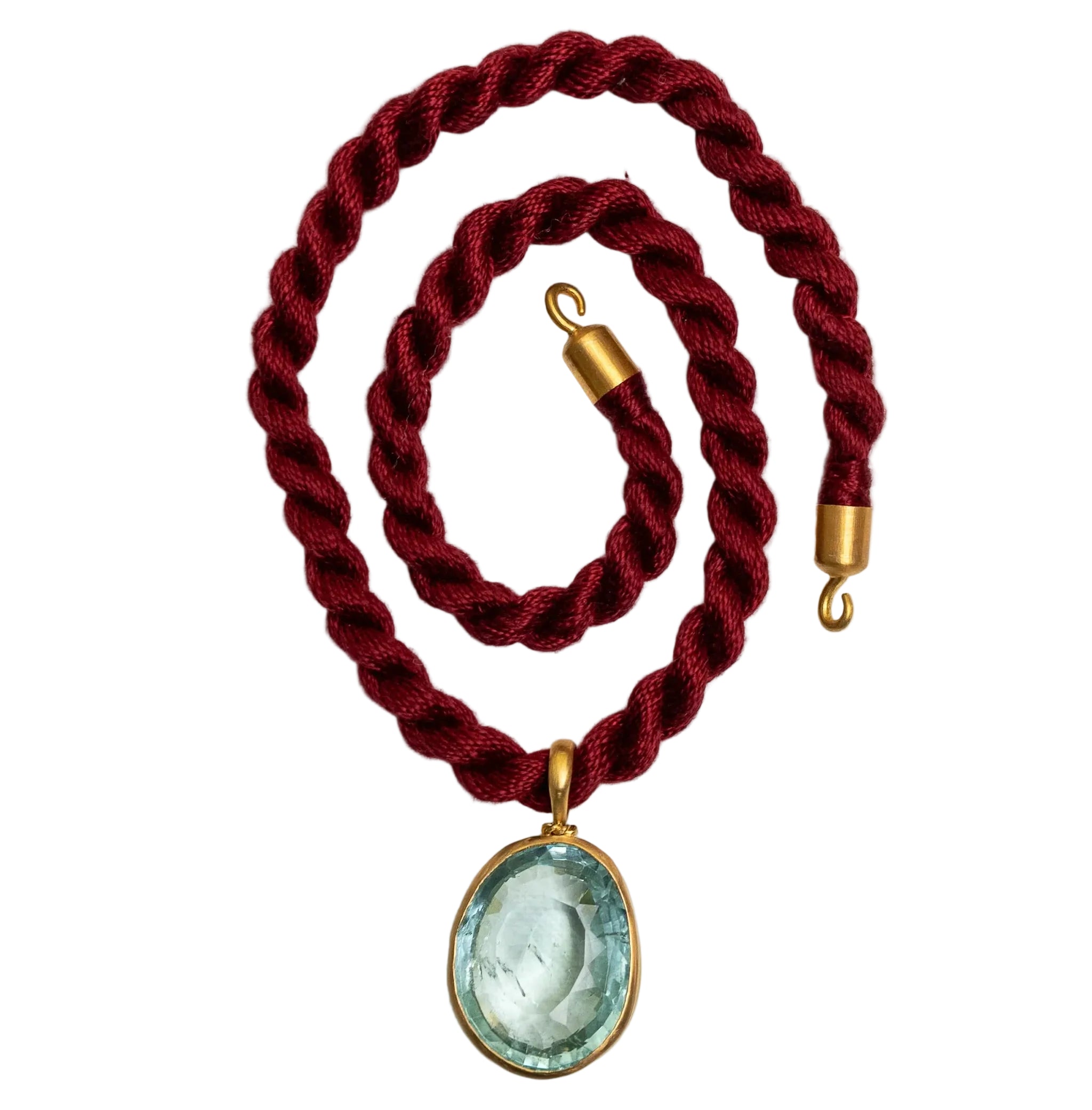 Aquamarine Necklace on Twisted Cord