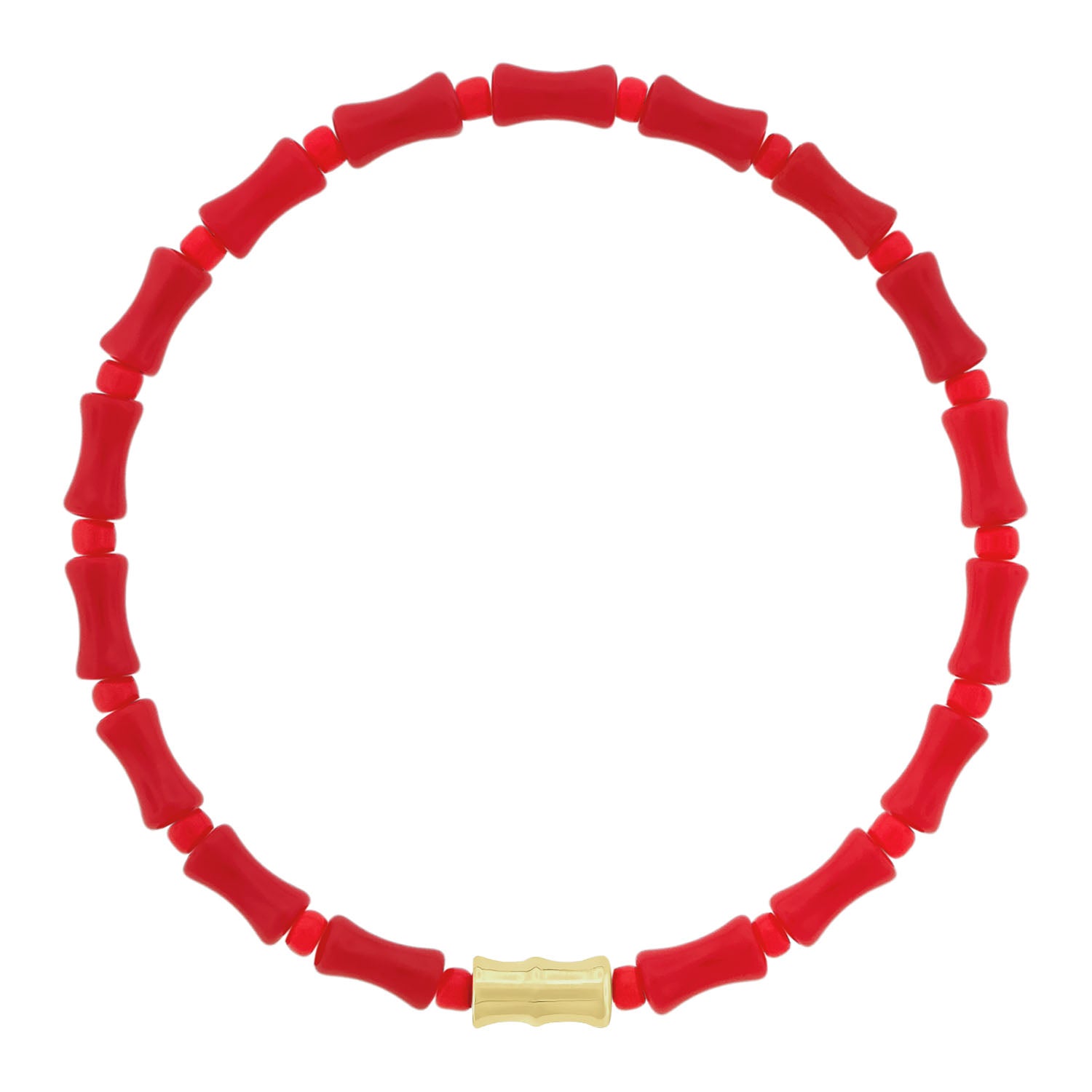 Red Bamboo Beaded Bracelet