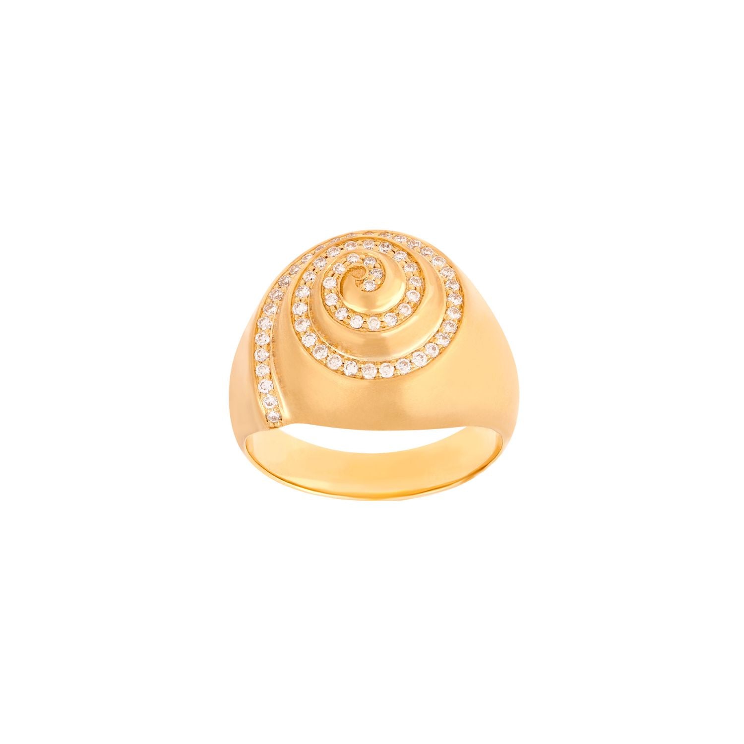 Shell Ring in White Diamonds and Yellow Gold