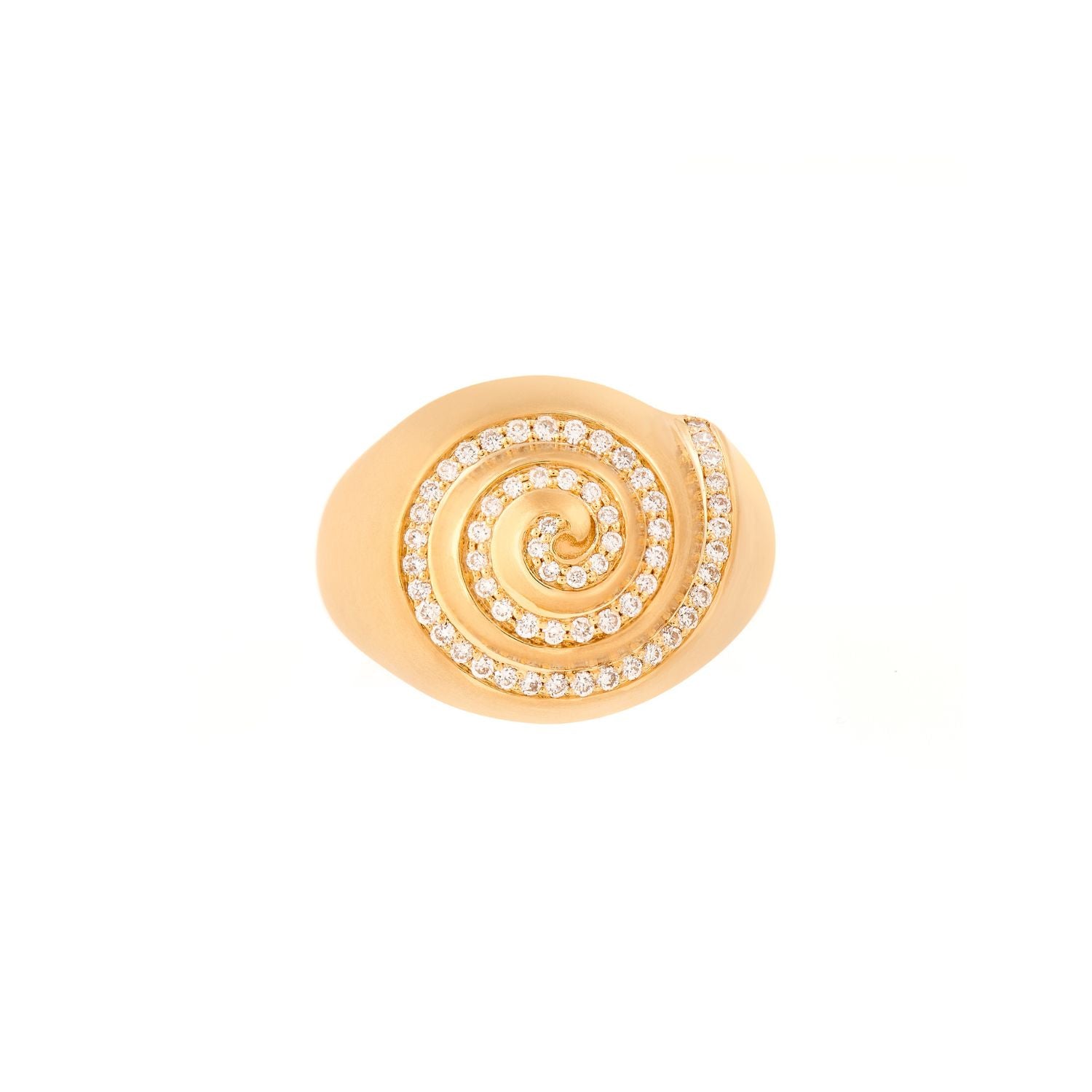 Shell Ring in White Diamonds and Yellow Gold