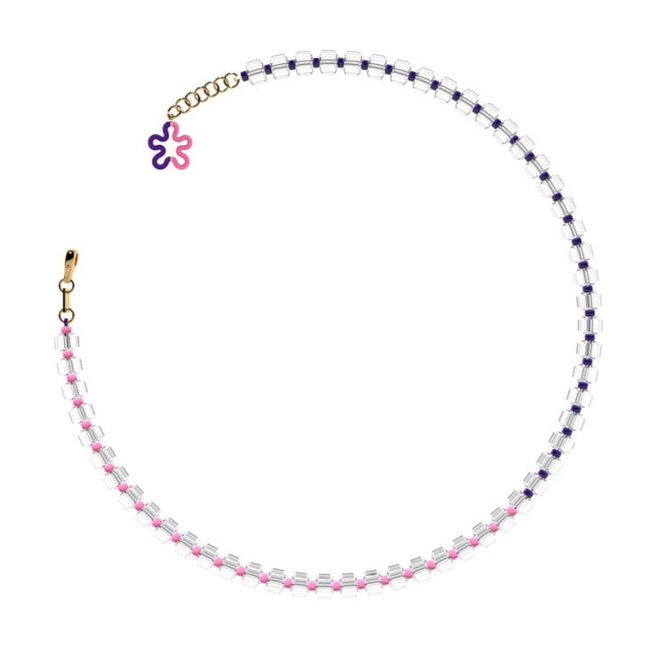 Pink & Purple B Beaded Necklace