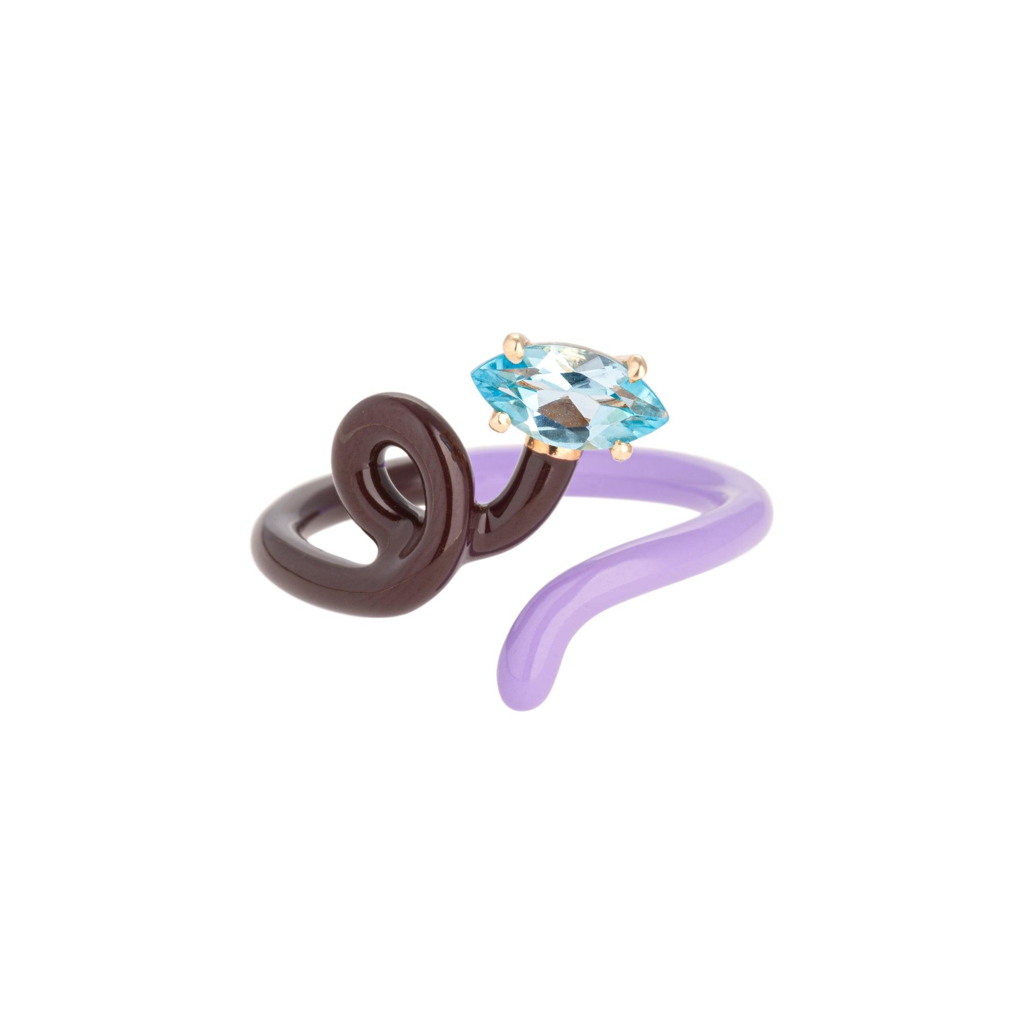 Chocolate & Lavender Enamel Topaz Vine Ring