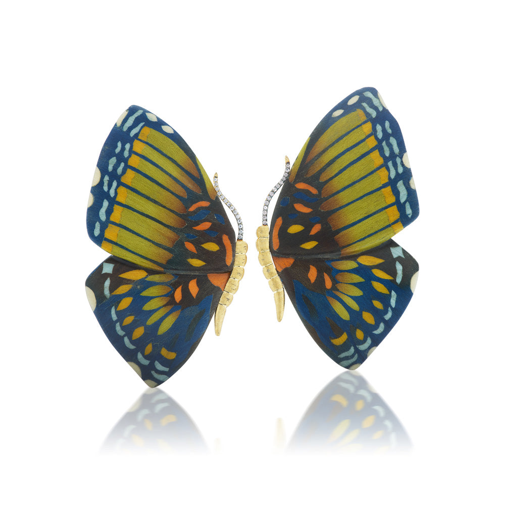 Yellow and Blue Butterfly Earrings