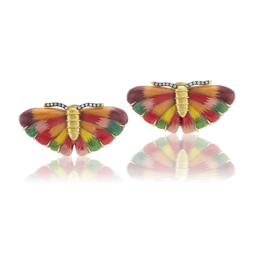 Yellow Red Butterfly Earrings