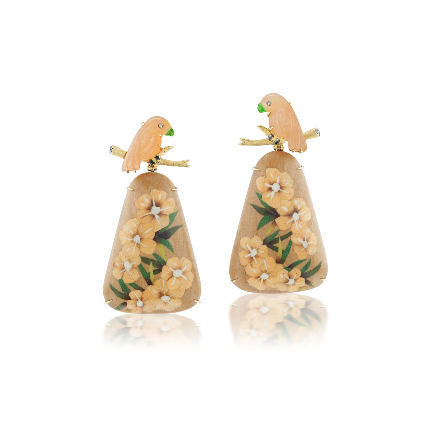 Guava Stone Parakeet Earrings