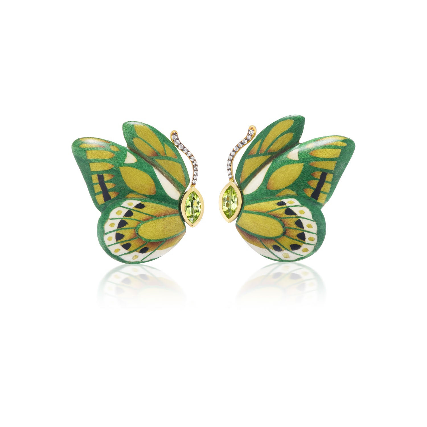 Peridot Double Wing Butterfly Earrings