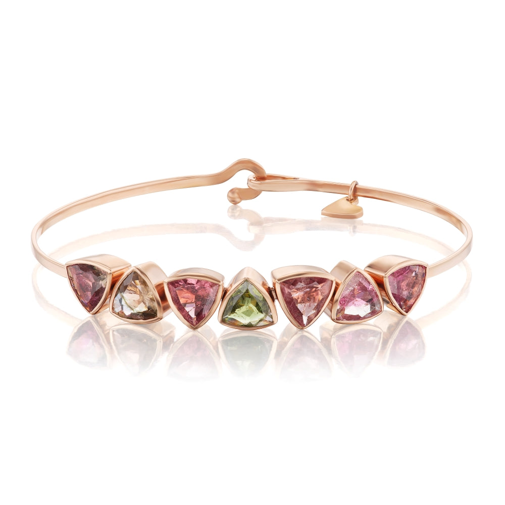 Watermelon Tourmaline Trillion Bracelet