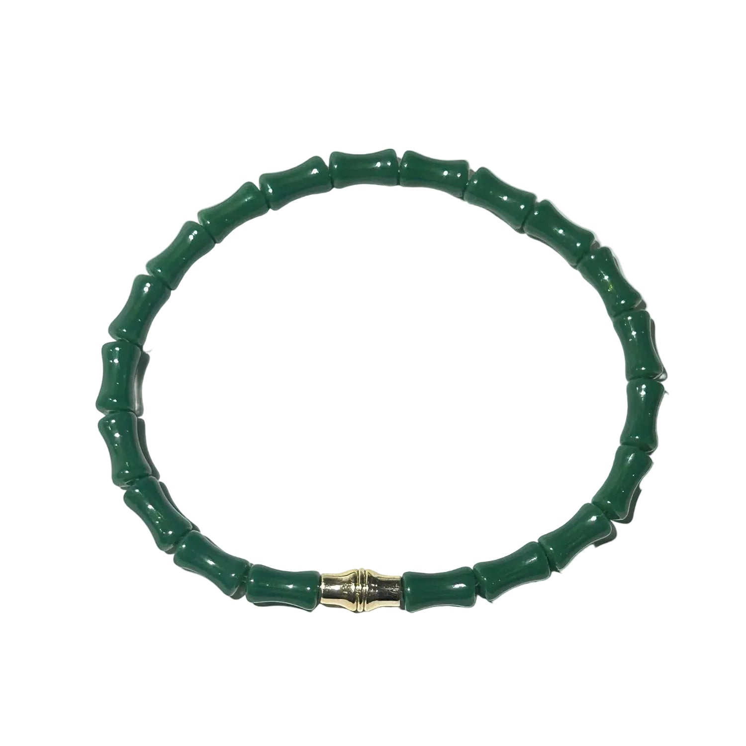 Green Bamboo Beaded Bracelet