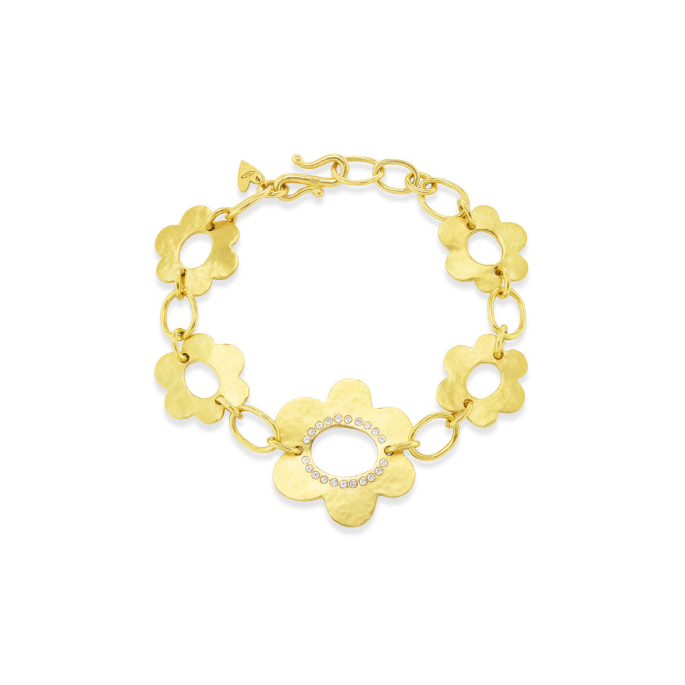 A Christina Alexiou Thick Flower Chain Bracelet.