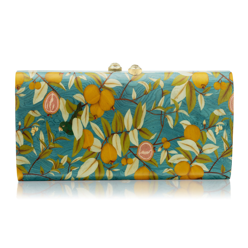 Tropical Citrus Marquetry Clutch