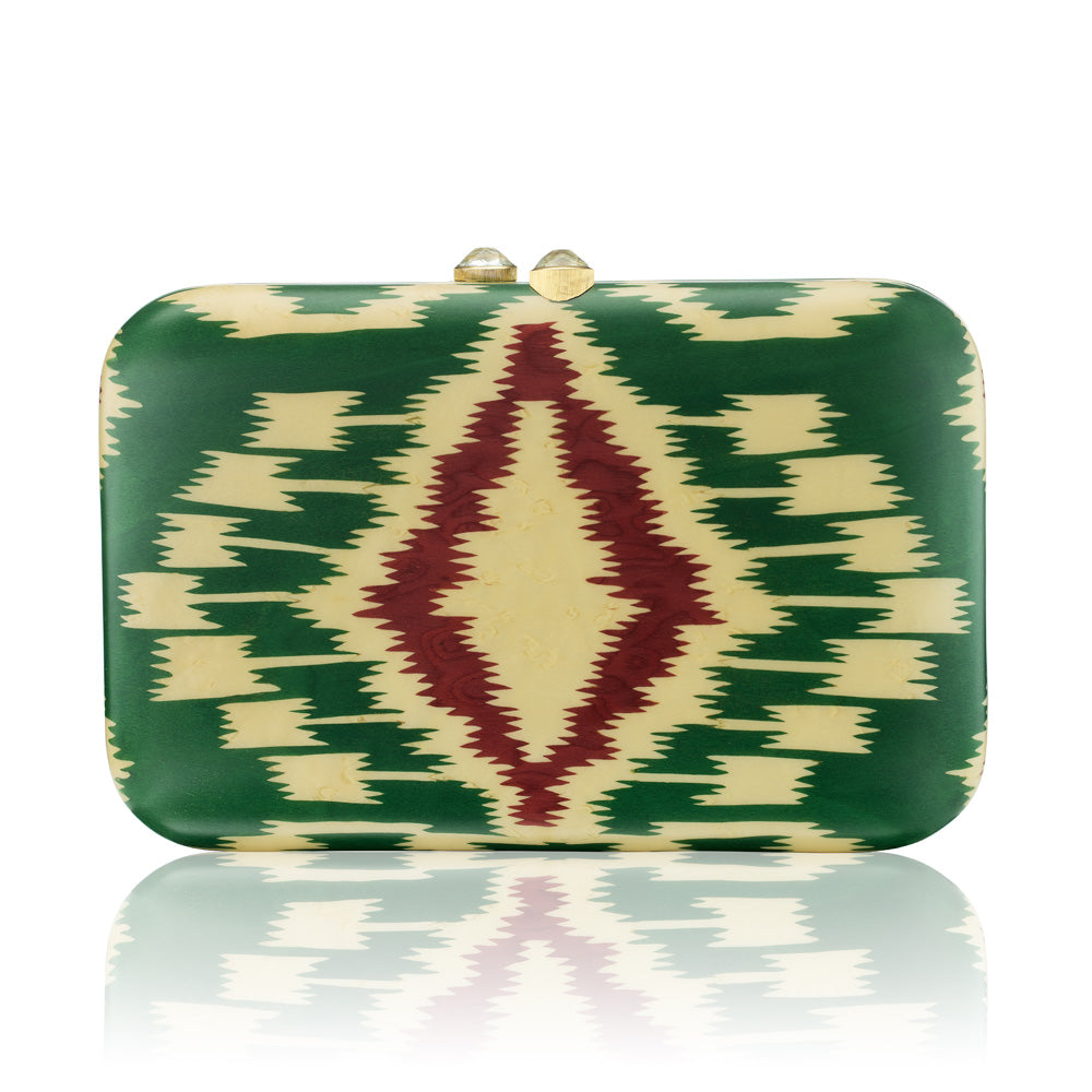 Green Ikat Marquetry Handbag