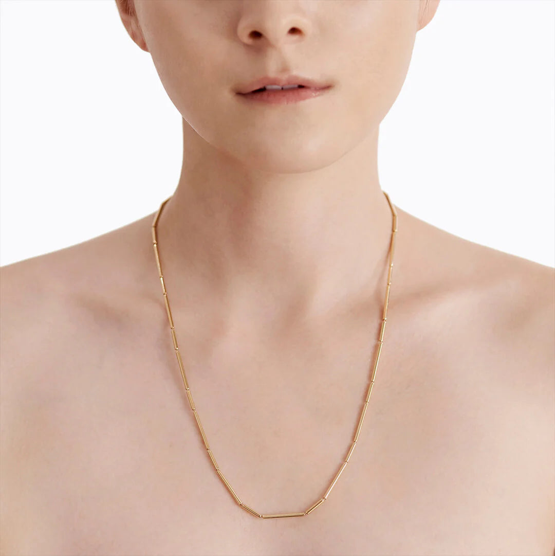 Construction Line Necklace in Yellow Gold
