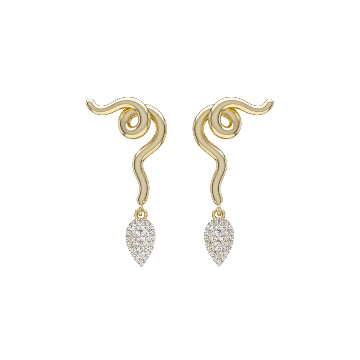A pair of Bea Bongiasca Vine Drop Earrings with diamond embellishments.