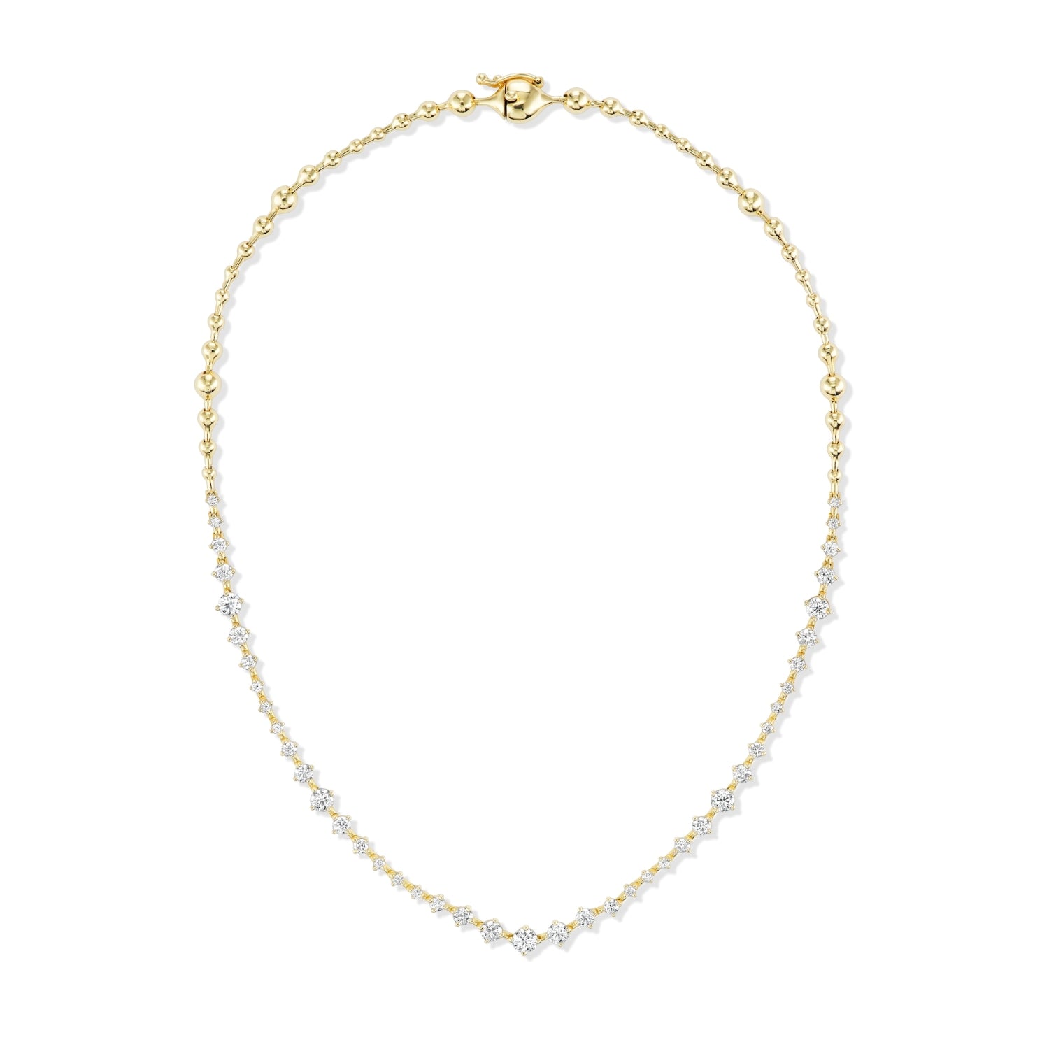 White Diamond Drift Necklace in Yellow Gold