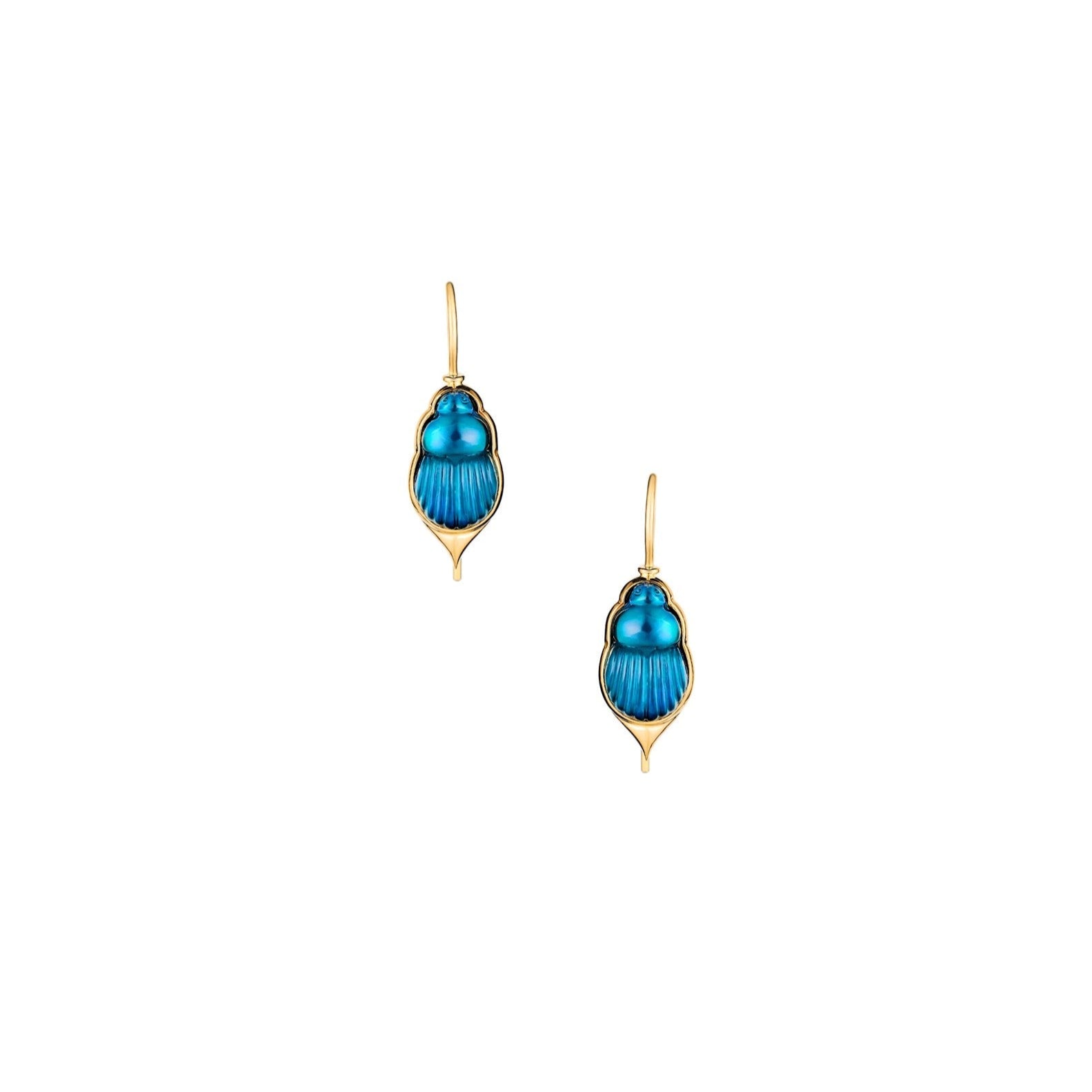 Sienna Blue Chalcedony Scarab Earrings