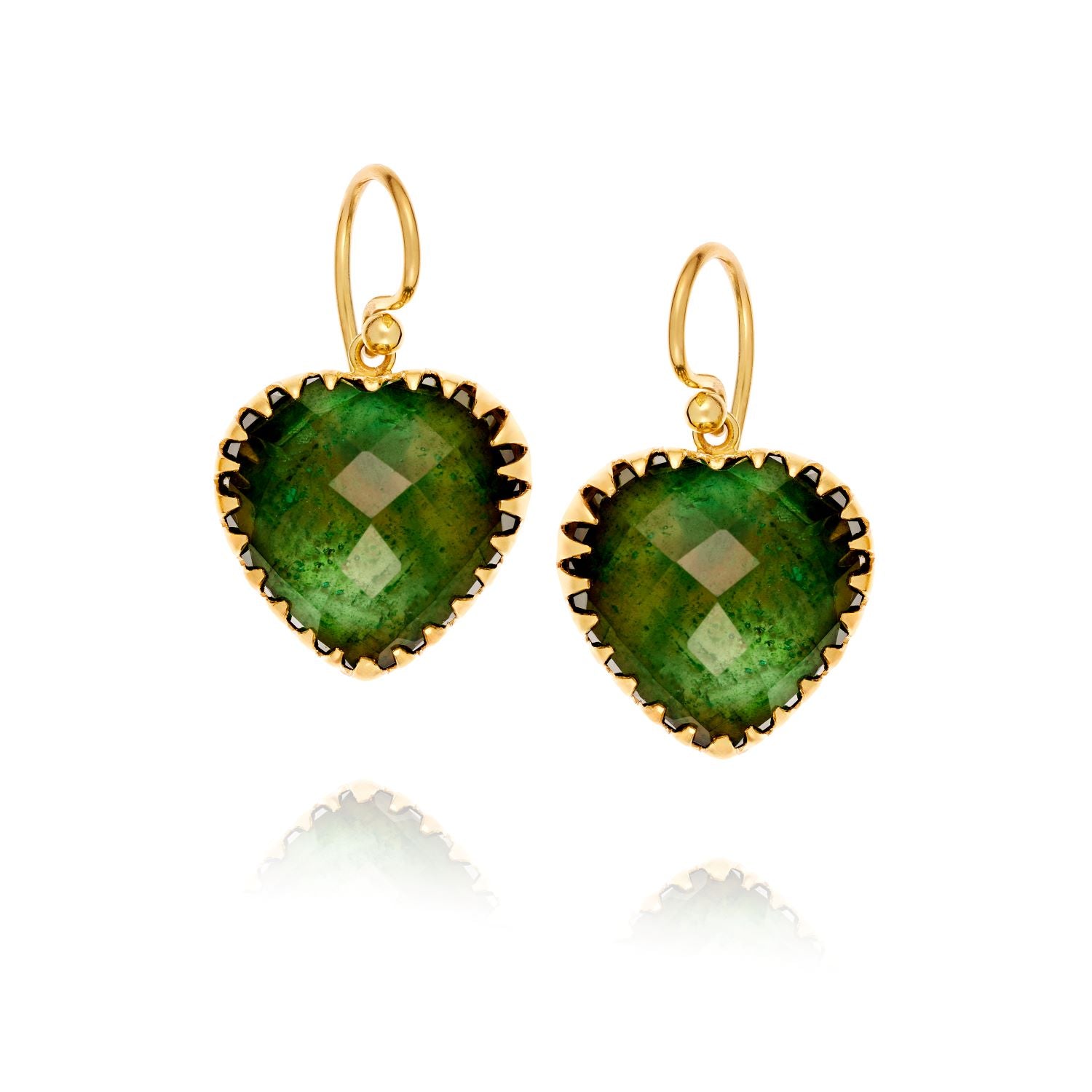 Green Labradorite Heart Earrings
