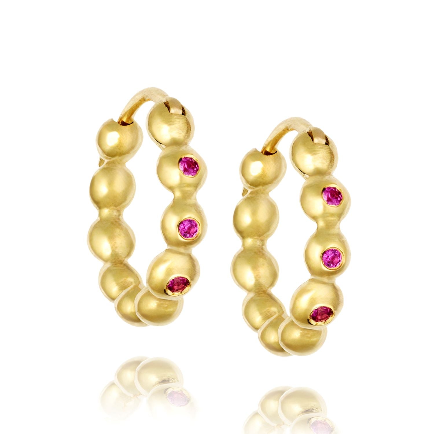 Greek Mini Demetra pink sapphire hoops