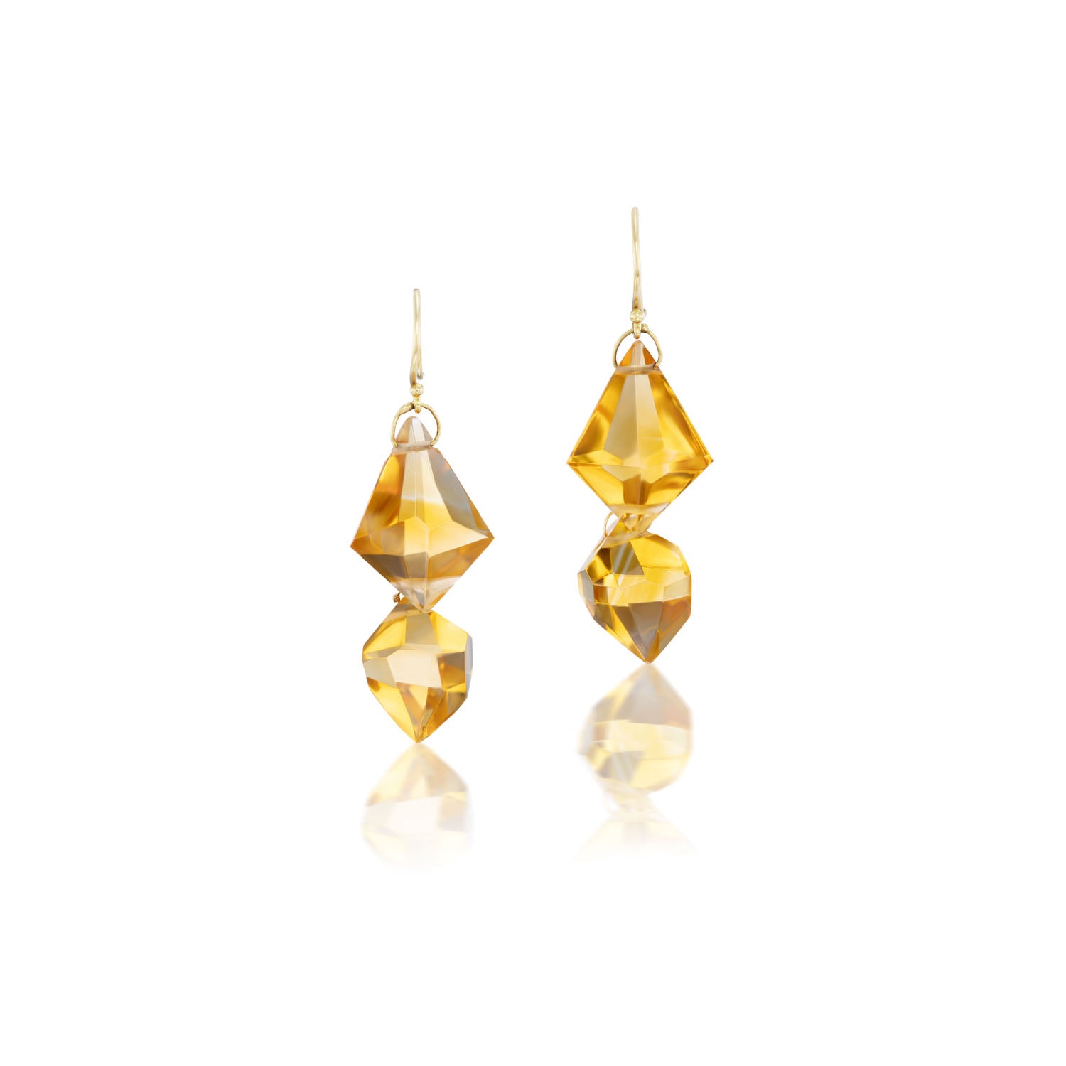 Citrine Double Faceted Drop Earrings