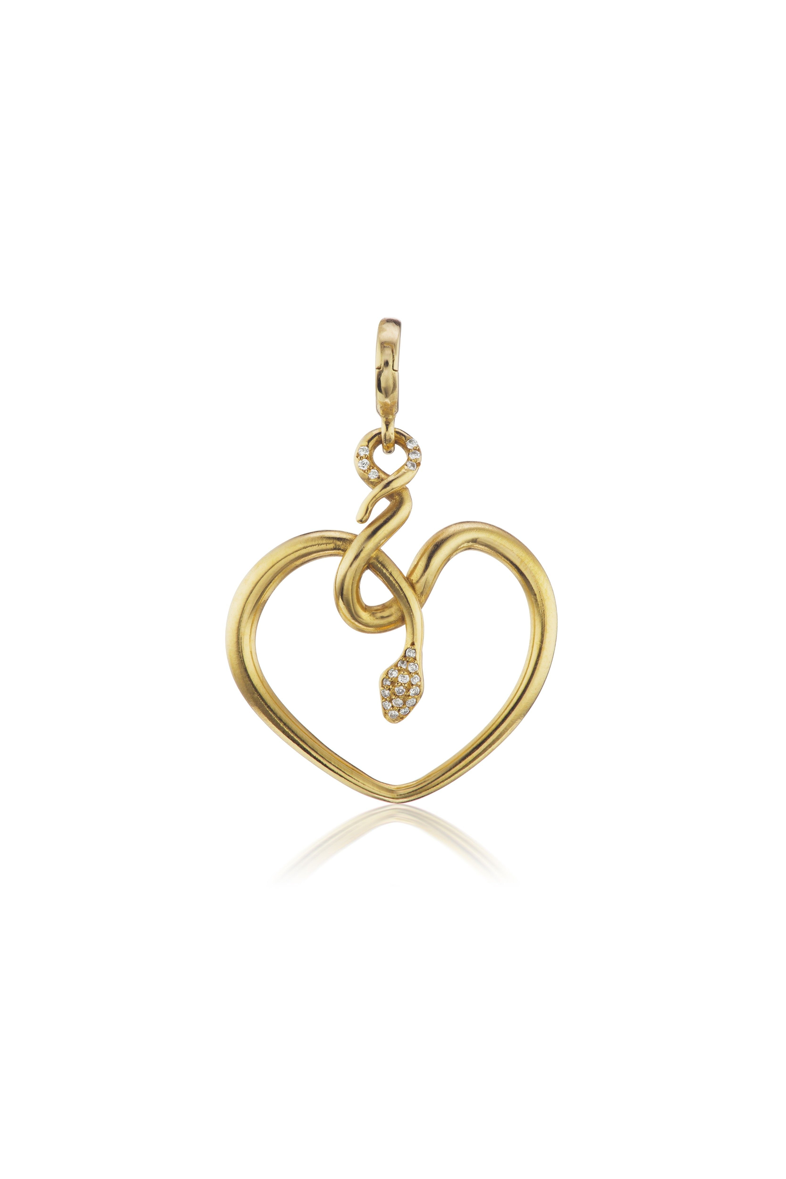 Small snake heart charm with diamonds