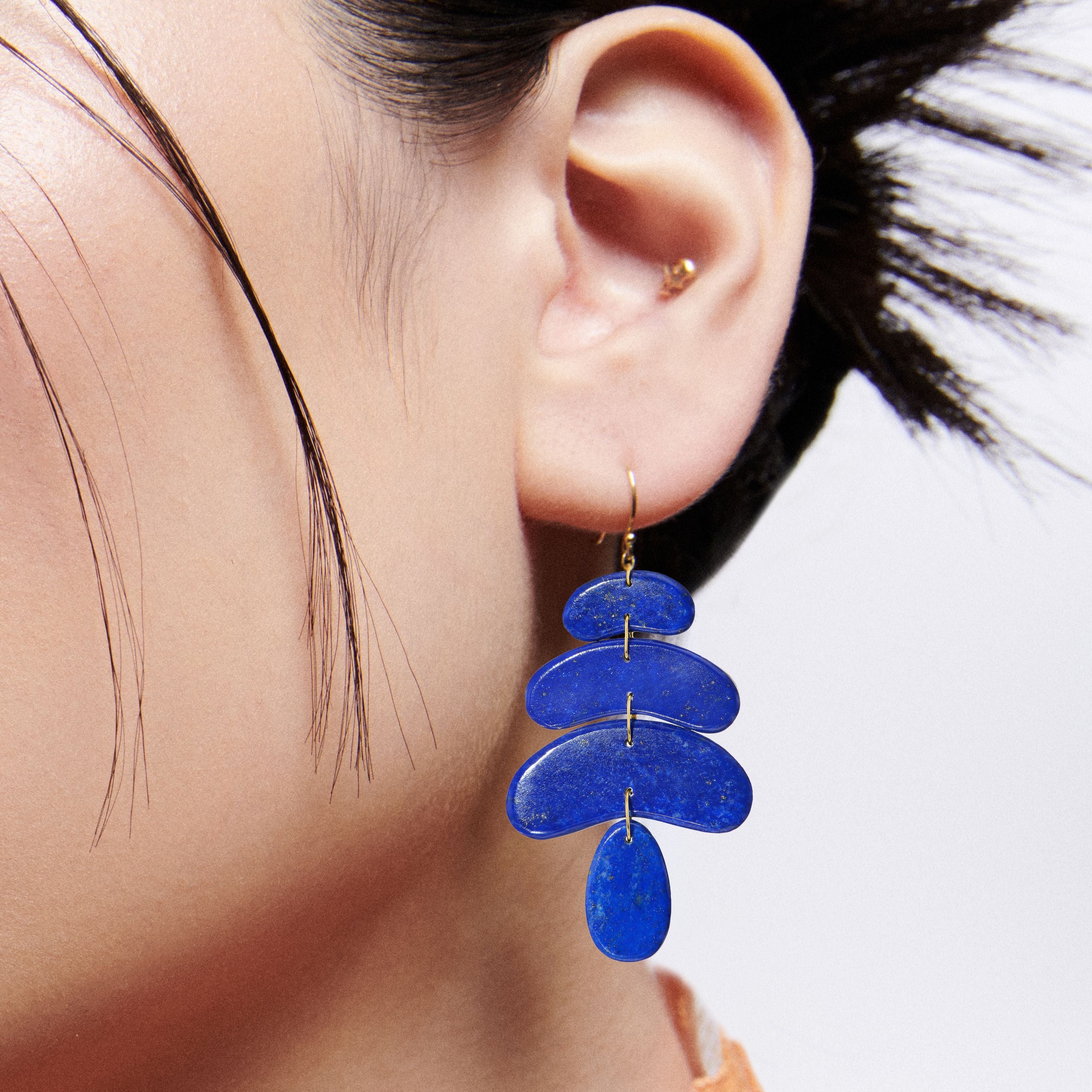 Lapis Small Totem Earrings