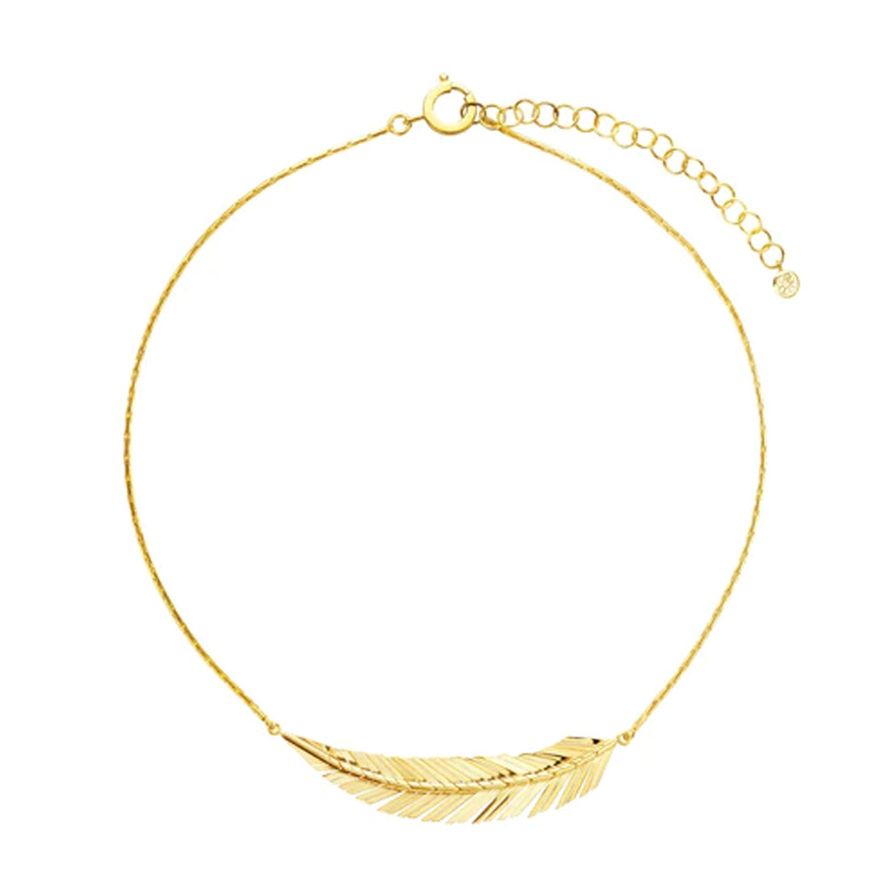 A Cadar yellow gold-plated Feather Necklace on an adjustable length chain.