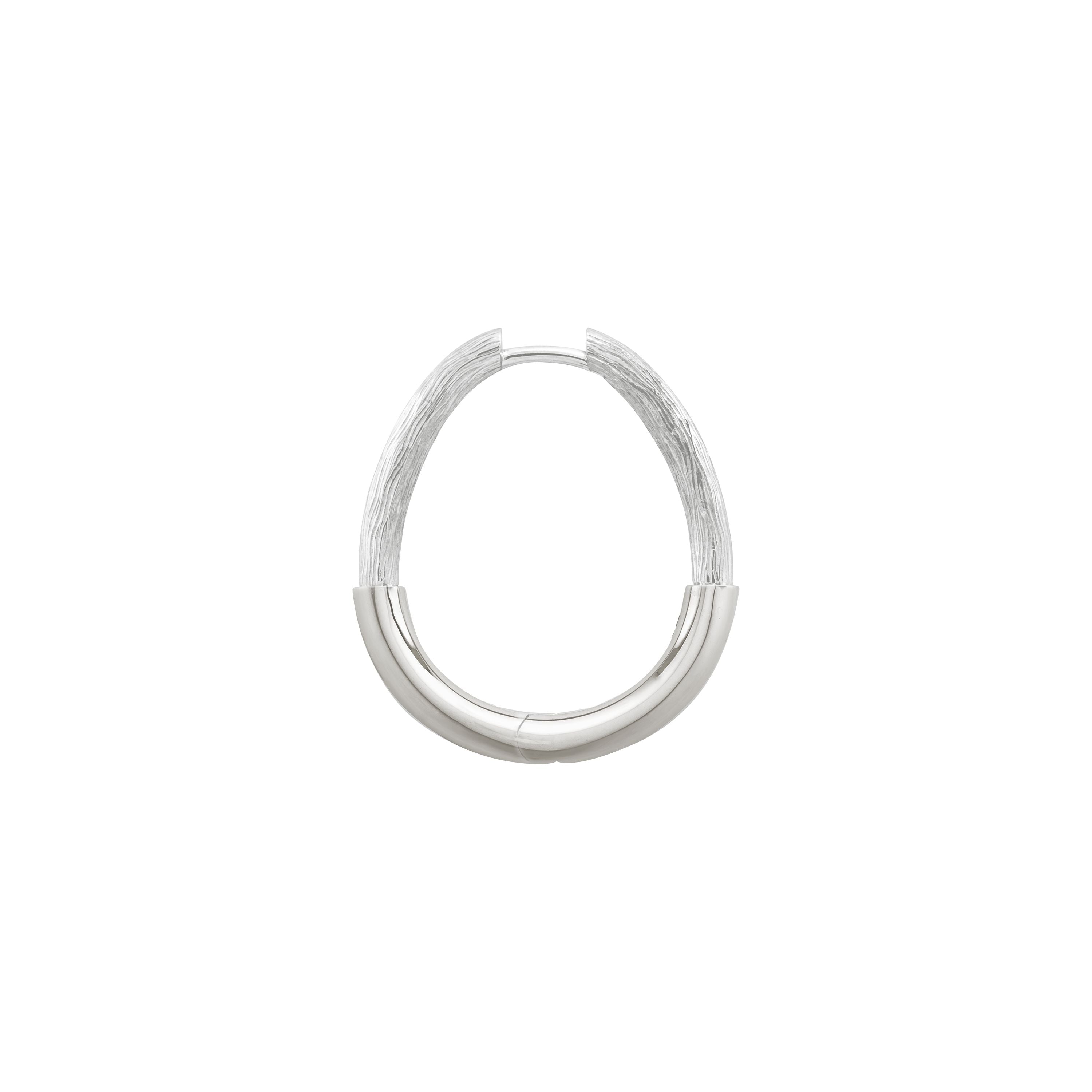 Riviera Chasing Creole Single Hoop Earring in White Gold