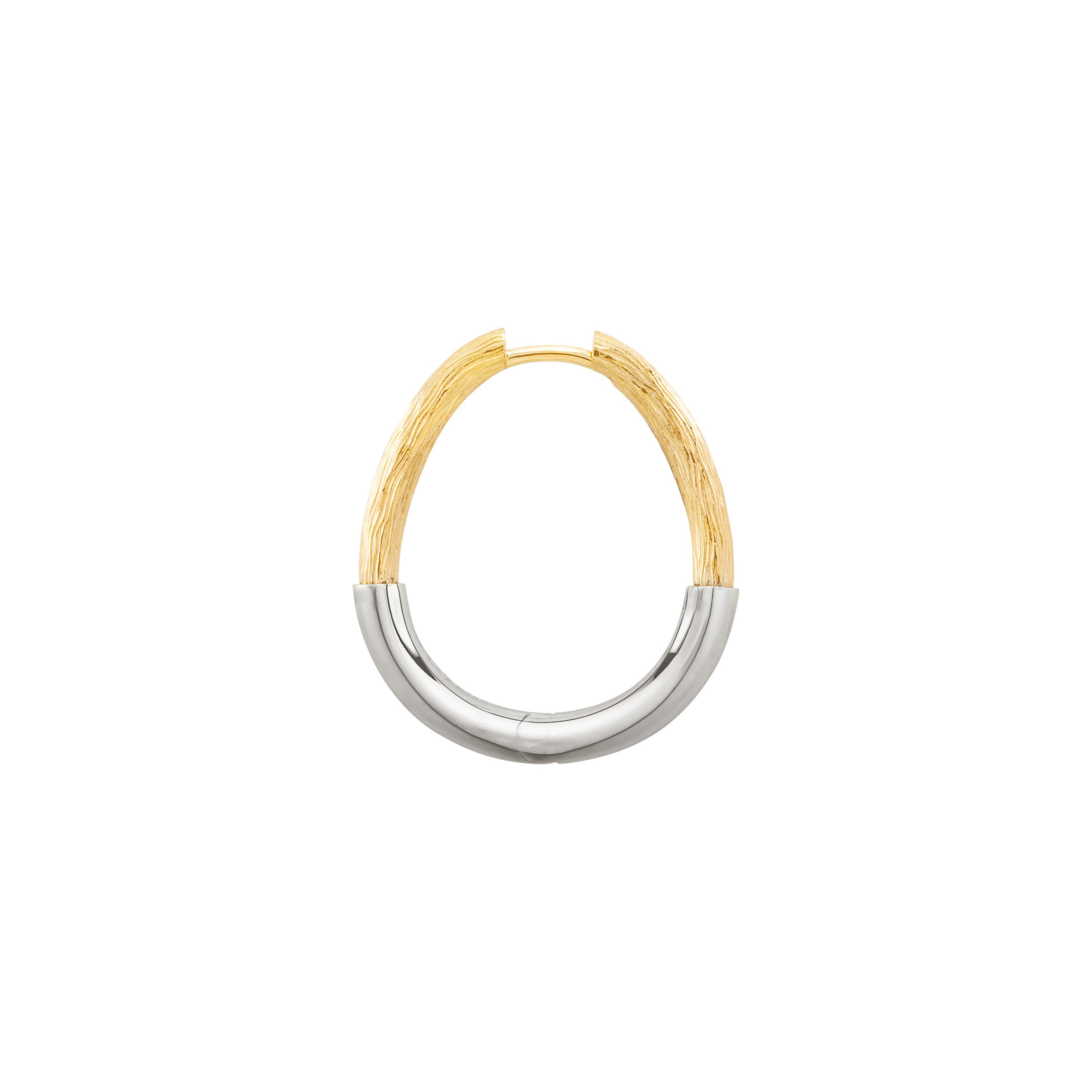 Riviera Creole Single Hoop Earring in Yellow and White Gold