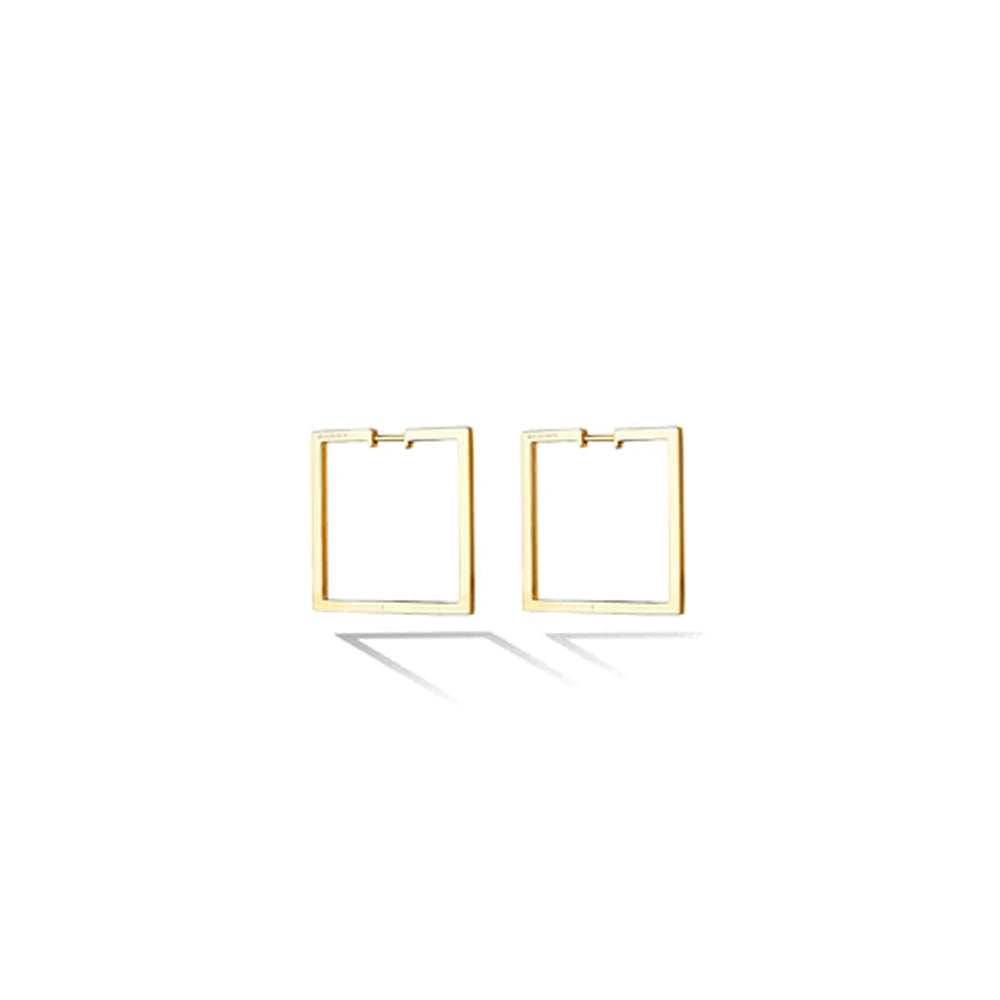 A pair of large Cadar 18k yellow gold Foundation Hoop Earrings on a white background.
