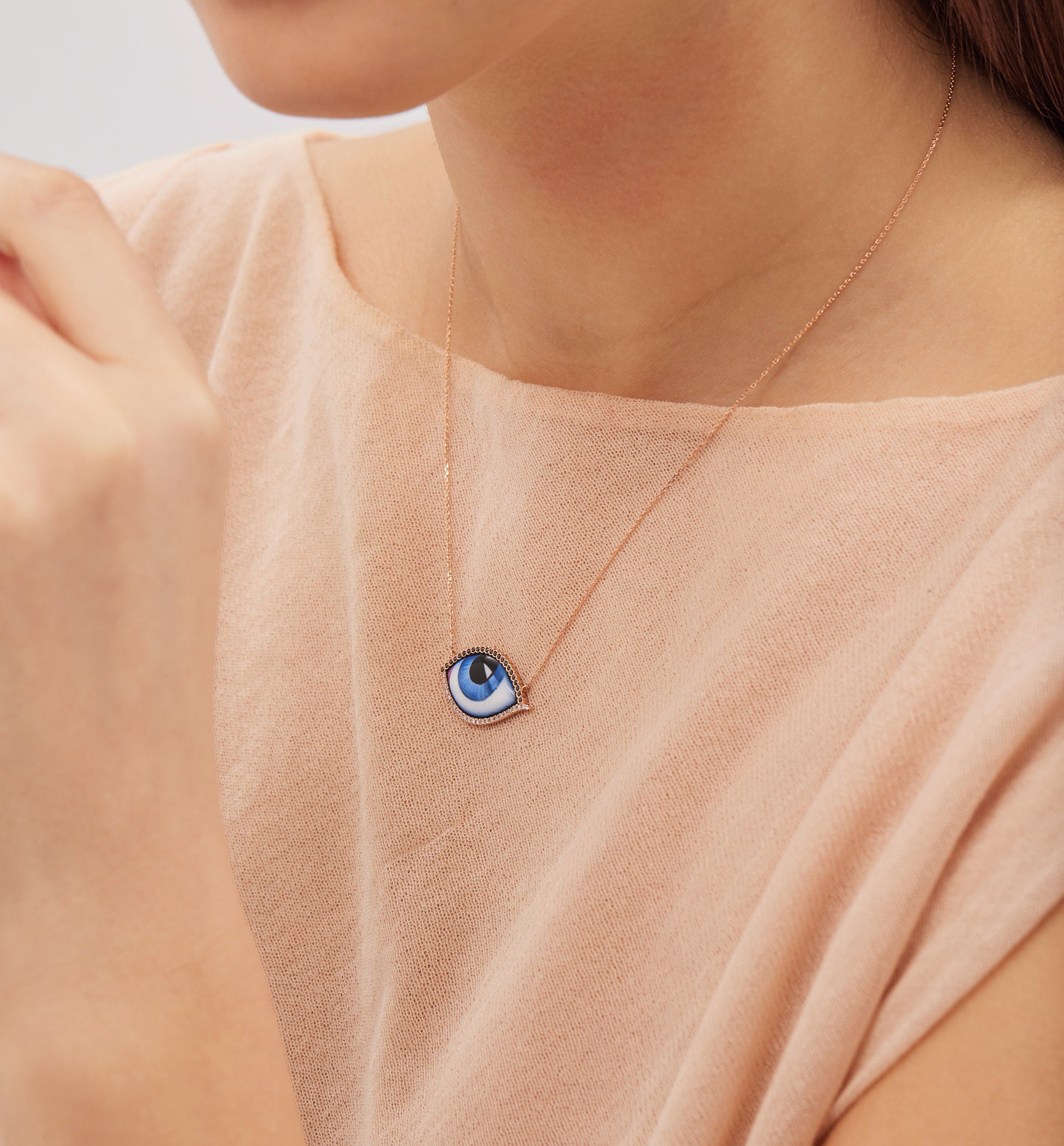 Diamond Grand Bleu Necklace in Rose Gold
