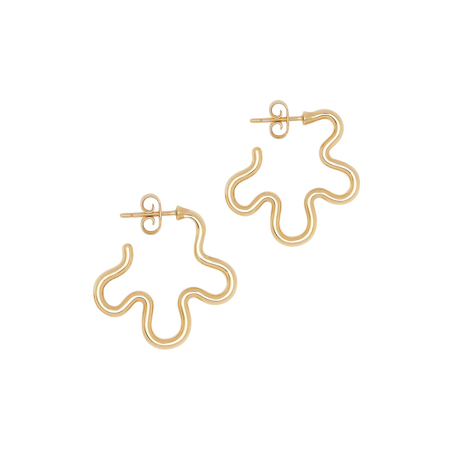 Polished Gold Flower Power Hoop Earrings