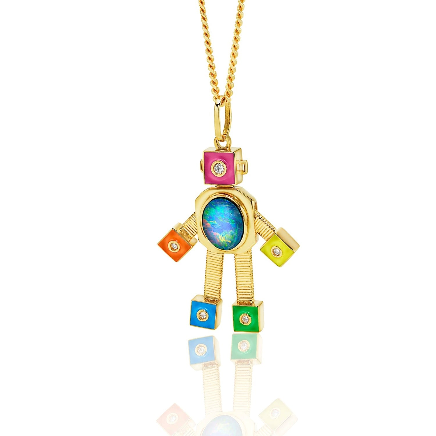 Black Opal Galaxy Van Robot in Yellow Gold