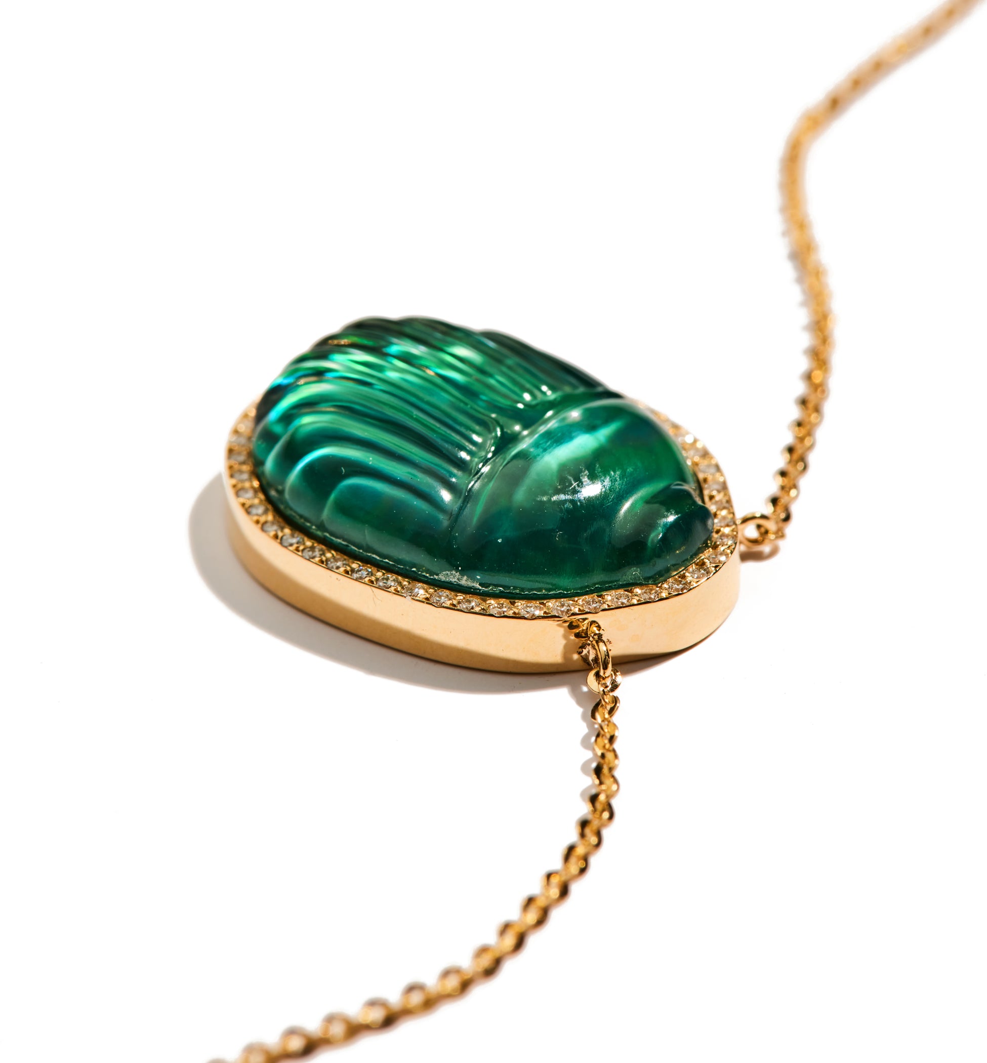 Chalcedony Scarab Small Gola Necklace