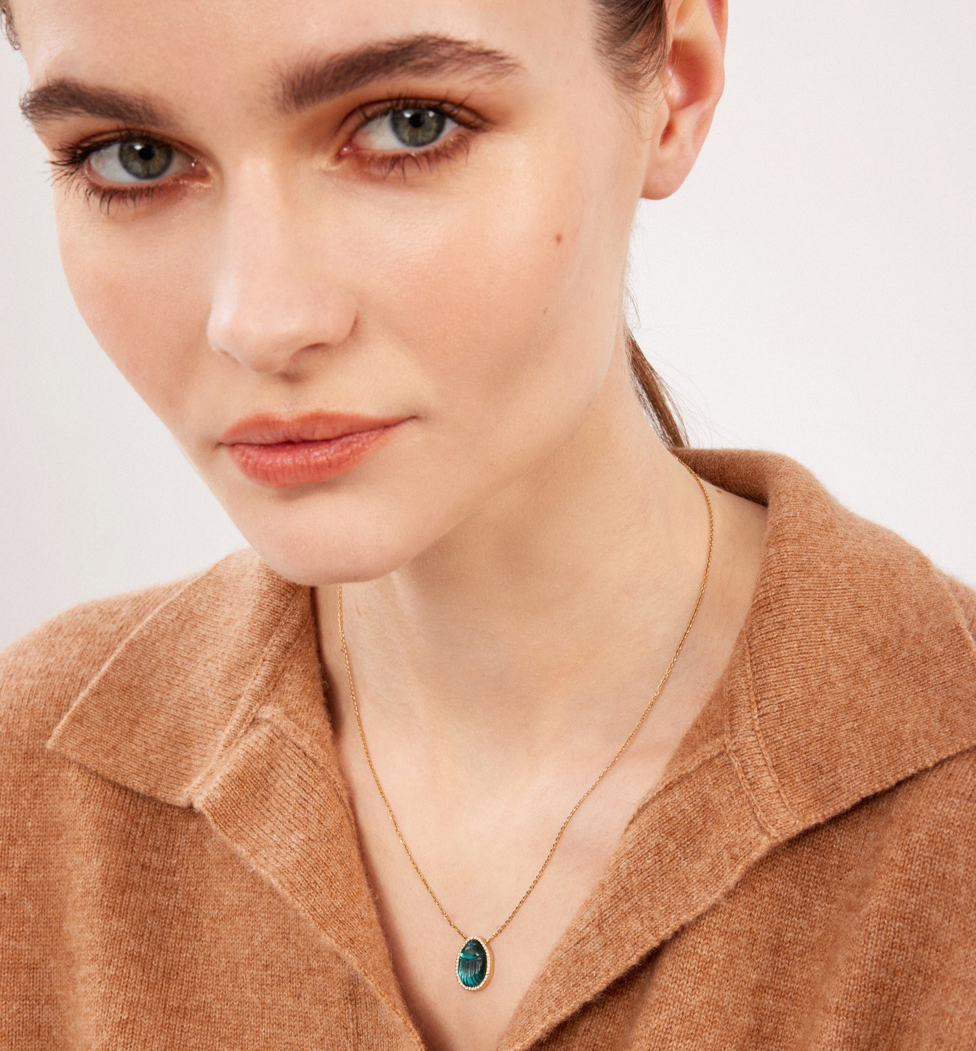 Chalcedony Scarab Small Gola Necklace