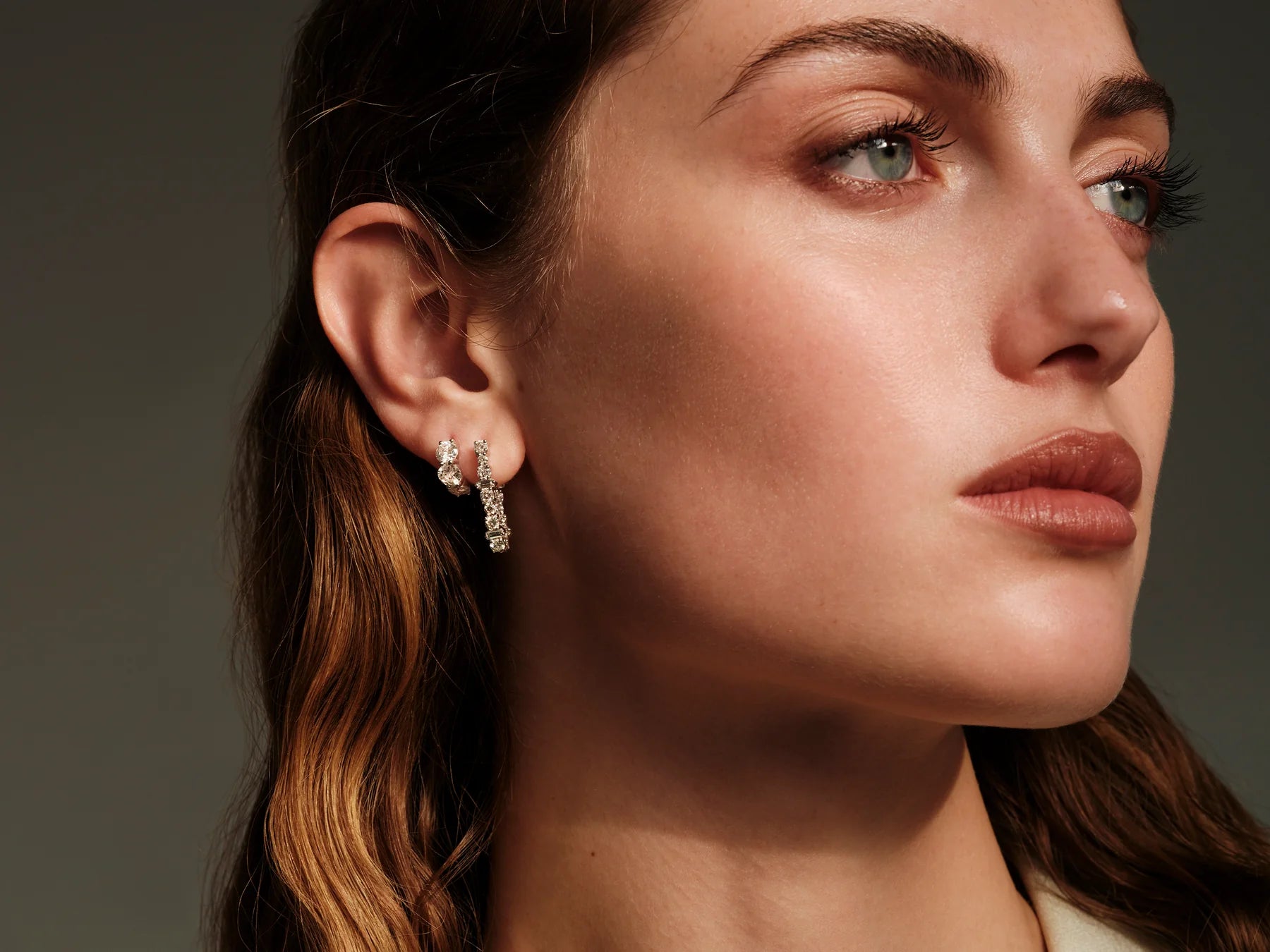 White Diamond Large Rivulet Hoops in White Gold