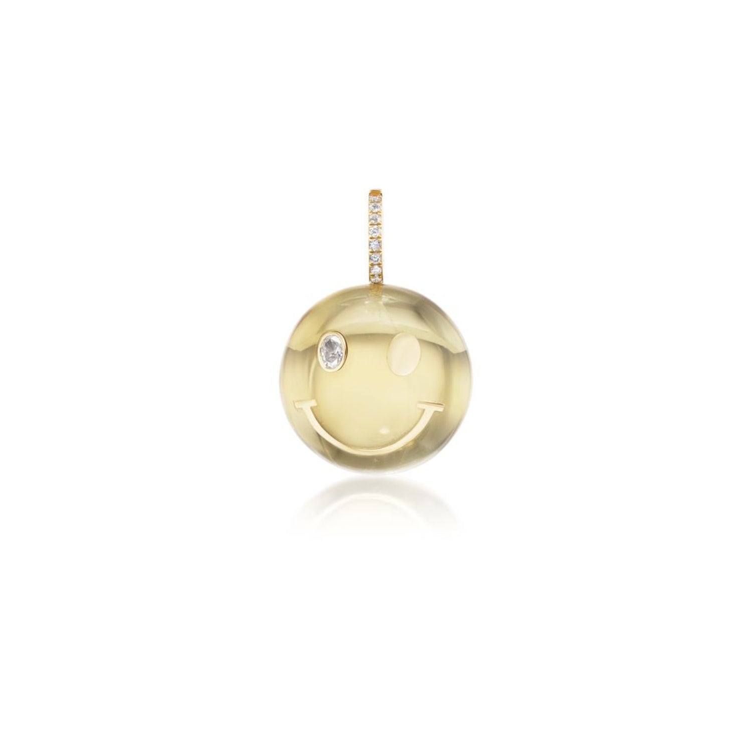 Large Citrine & Diamond Smiley Face Charm