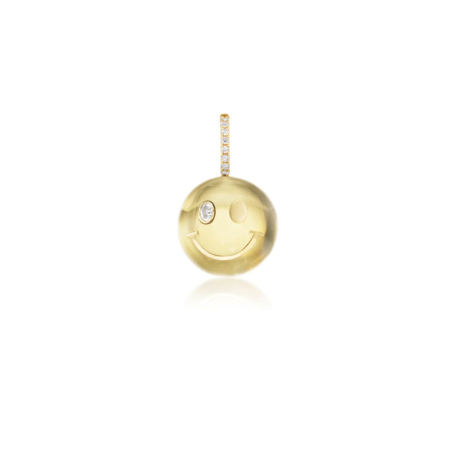 Small Citrine & Diamond Smiley Face Charm