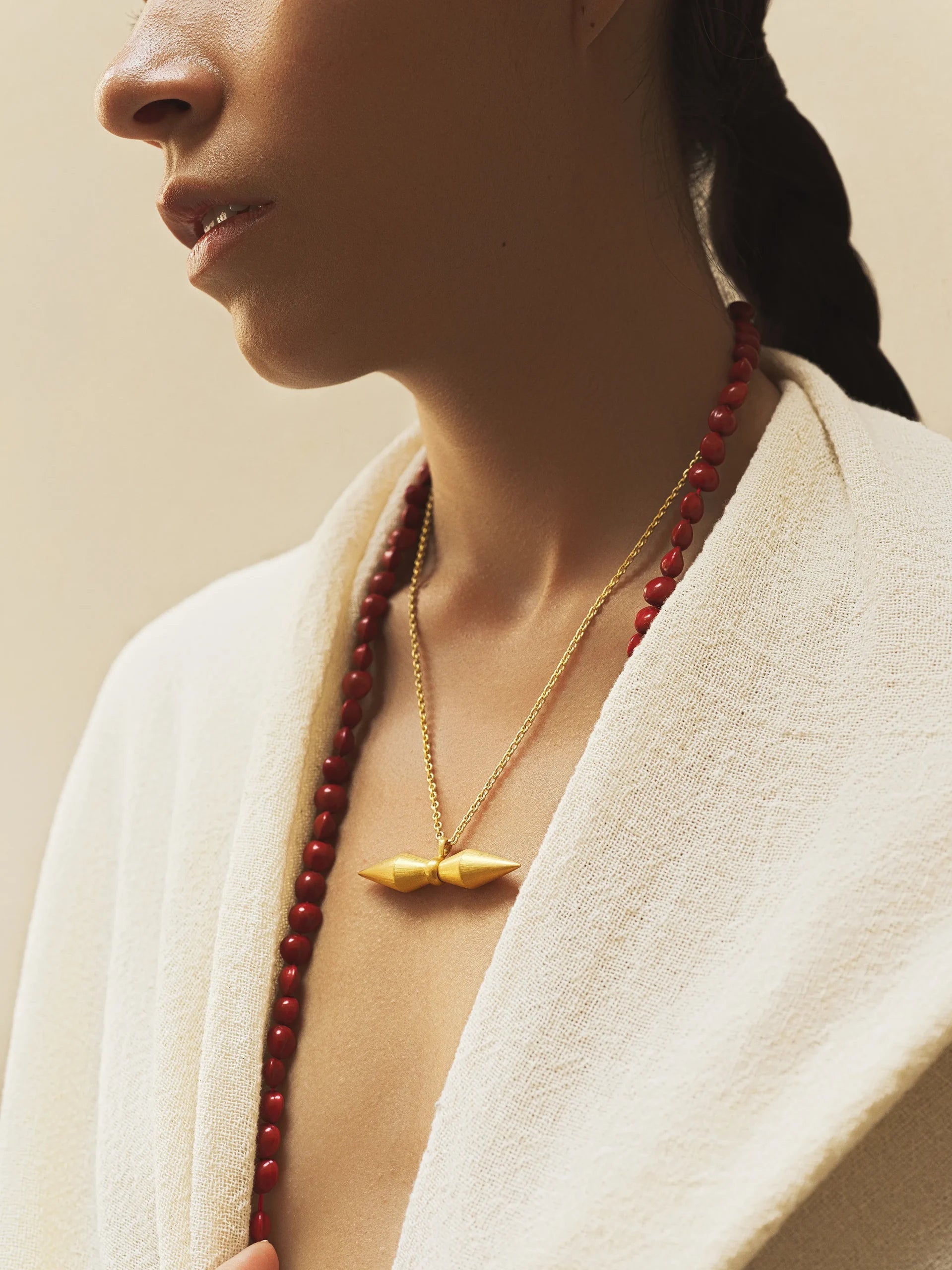 Seed Vessel Pendant in Yellow Gold