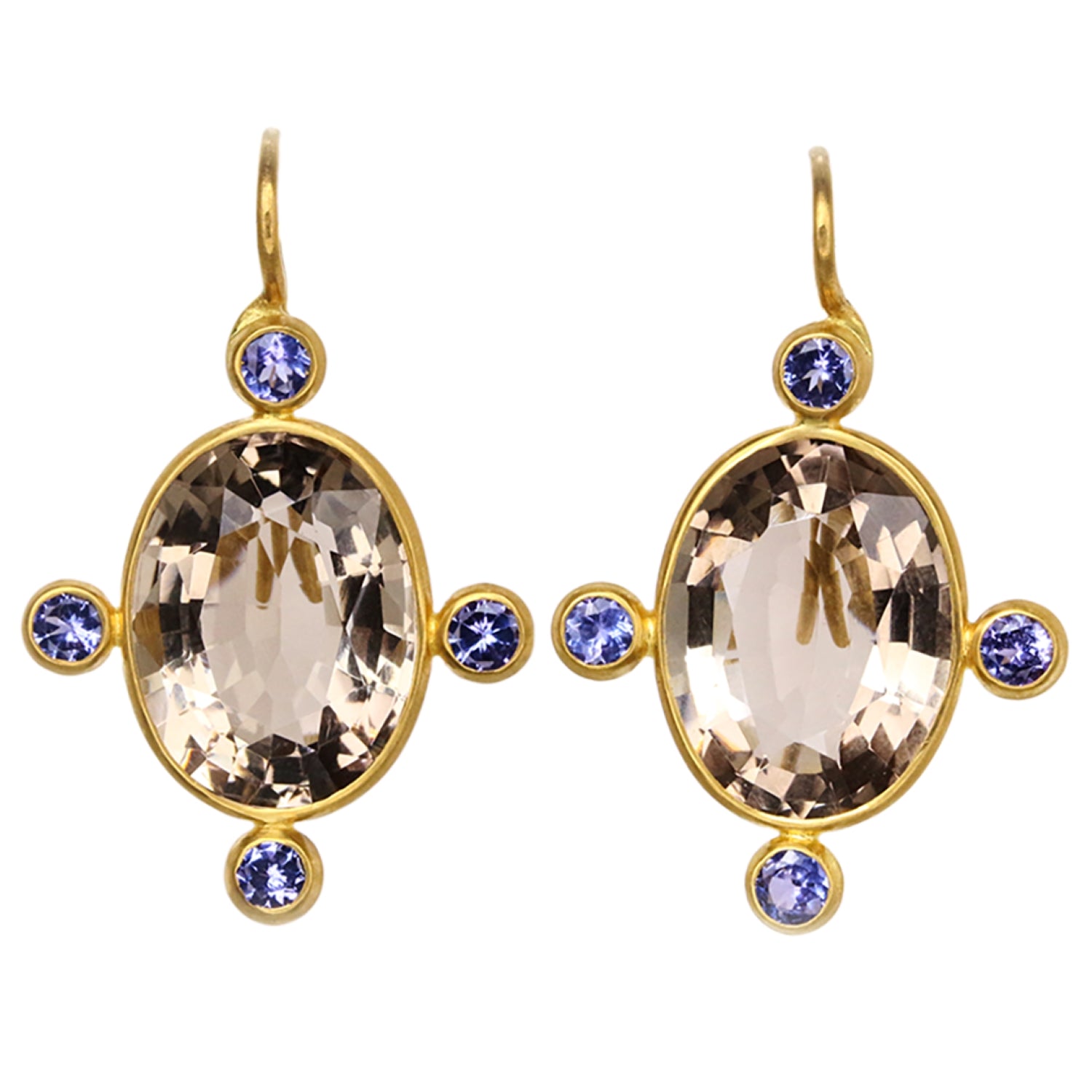 Constantinople Smokey Quartz and Tanzanite Earrings