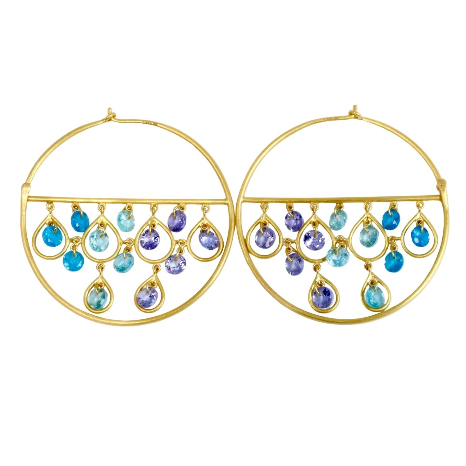 Blue Lagoon 1001 Nights Hoops with Apatite and Tanzanite