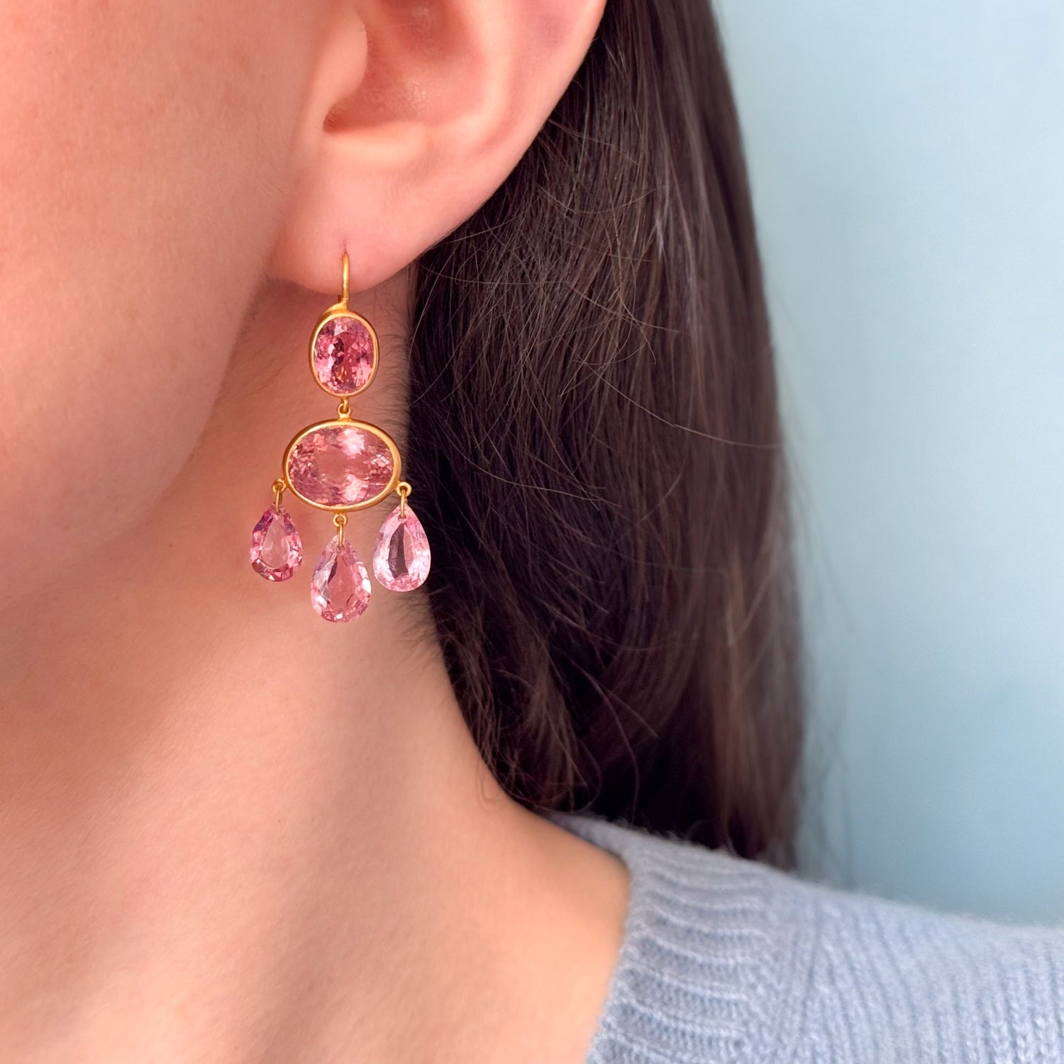 Gabrielle D'Estree Earrings With Pink Tourmaline