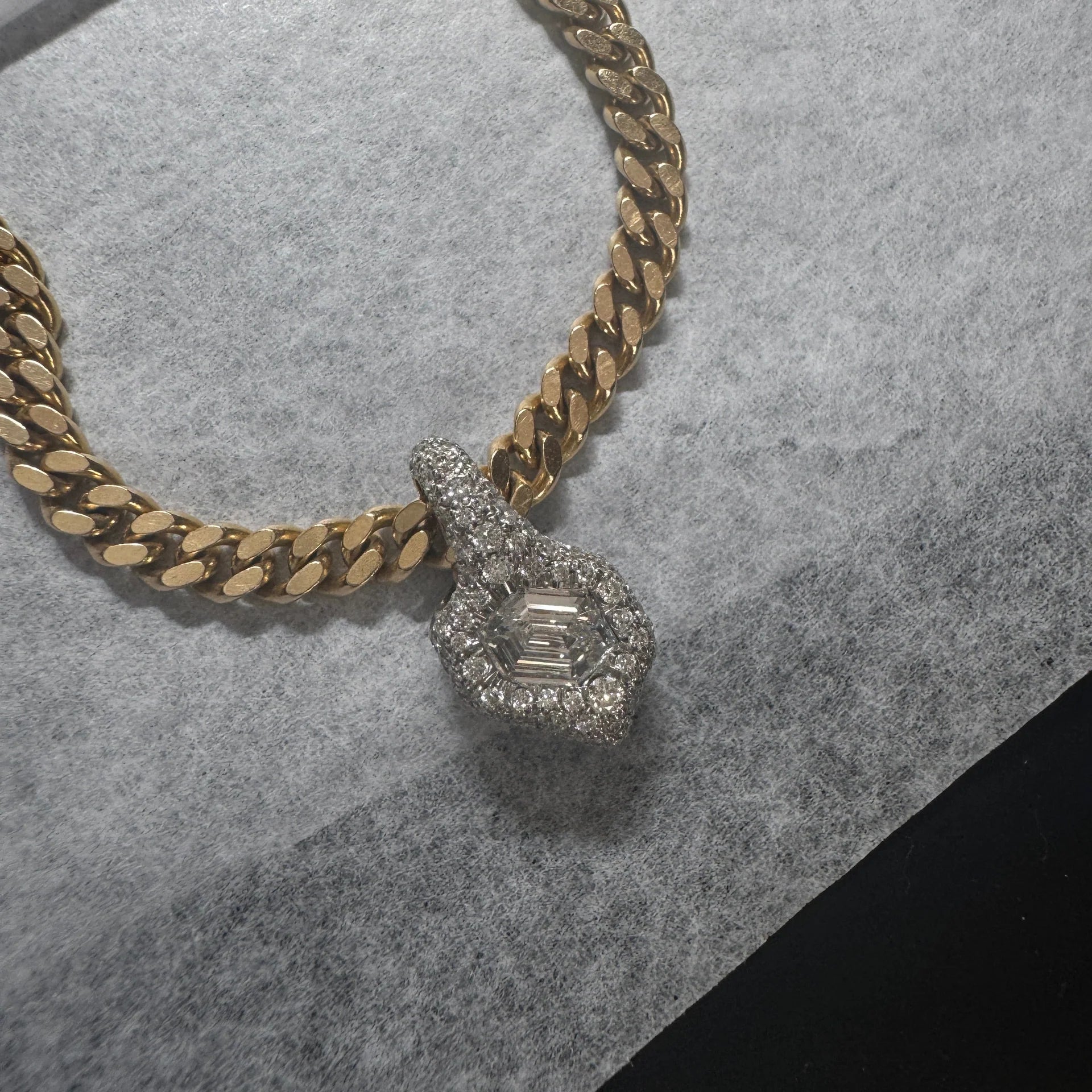 Curb Chain Necklace in Solid Yellow Gold