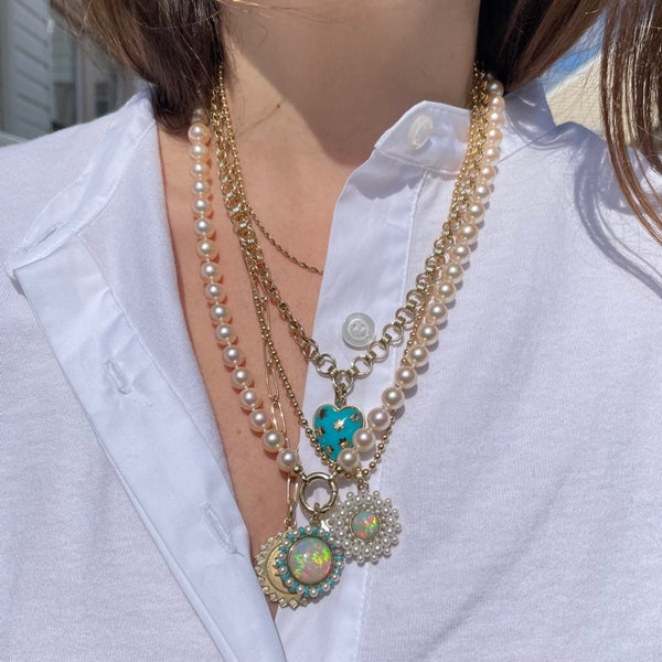 Turquoise Anna Heart Charm in Yellow Gold