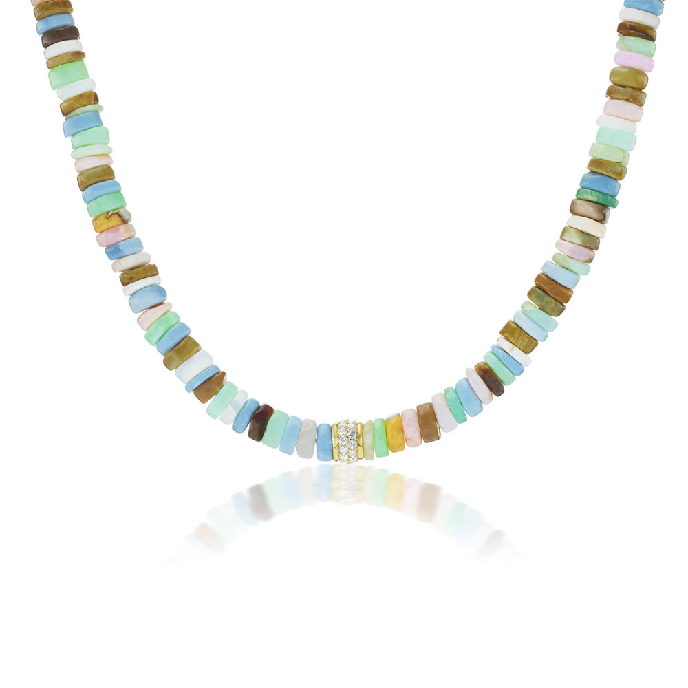 Heishi Bead Necklace Diamond Multi-color