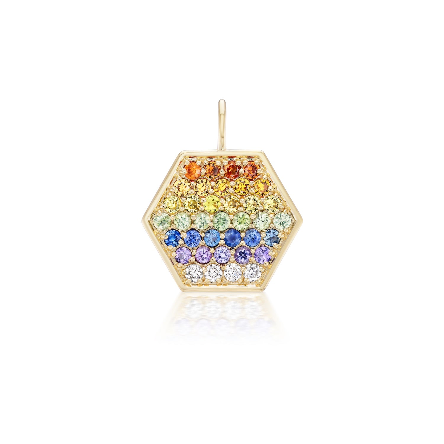 Rainbow Sapphire & Diamond Hexagon Charm