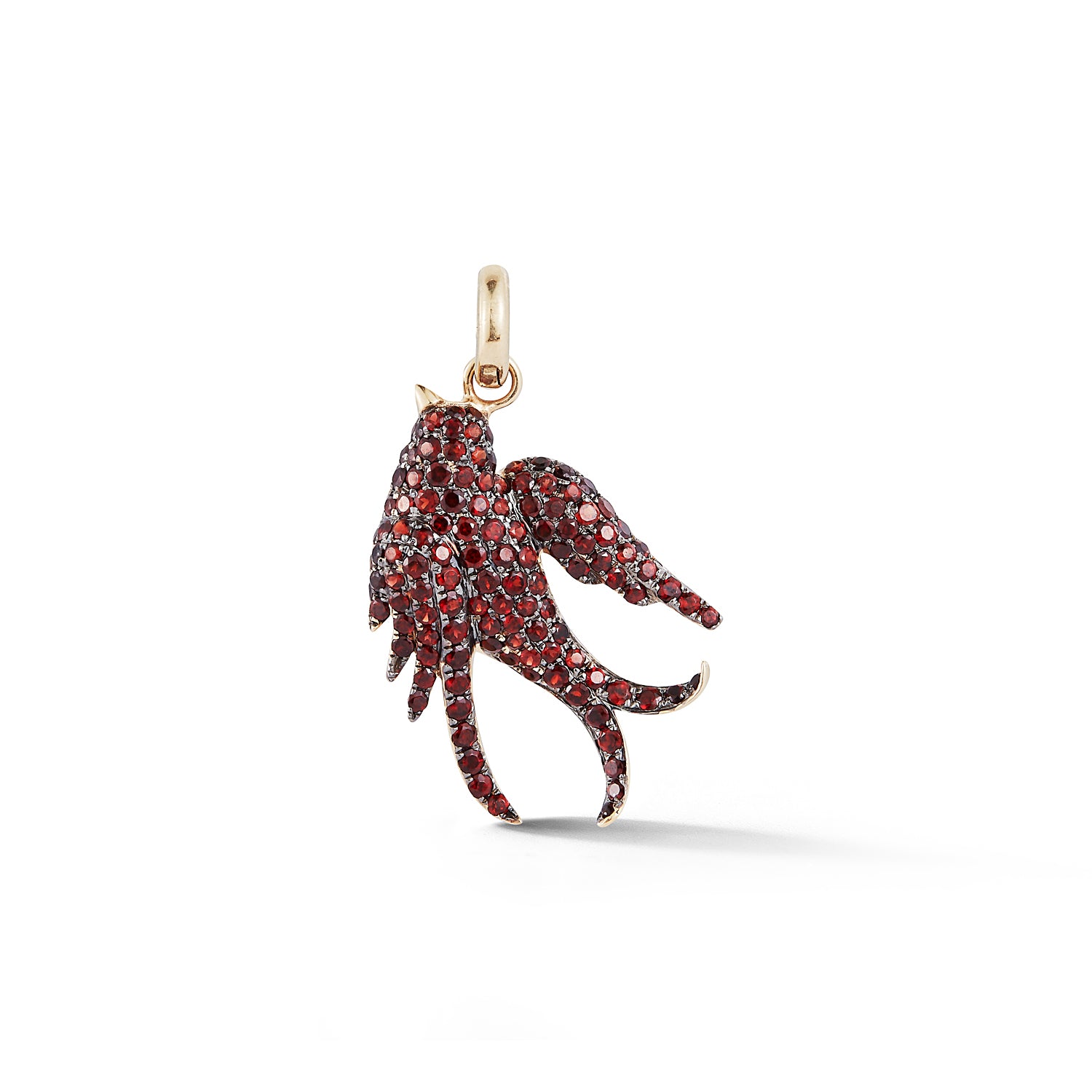 Garnet Birdie Charm in Yellow Gold