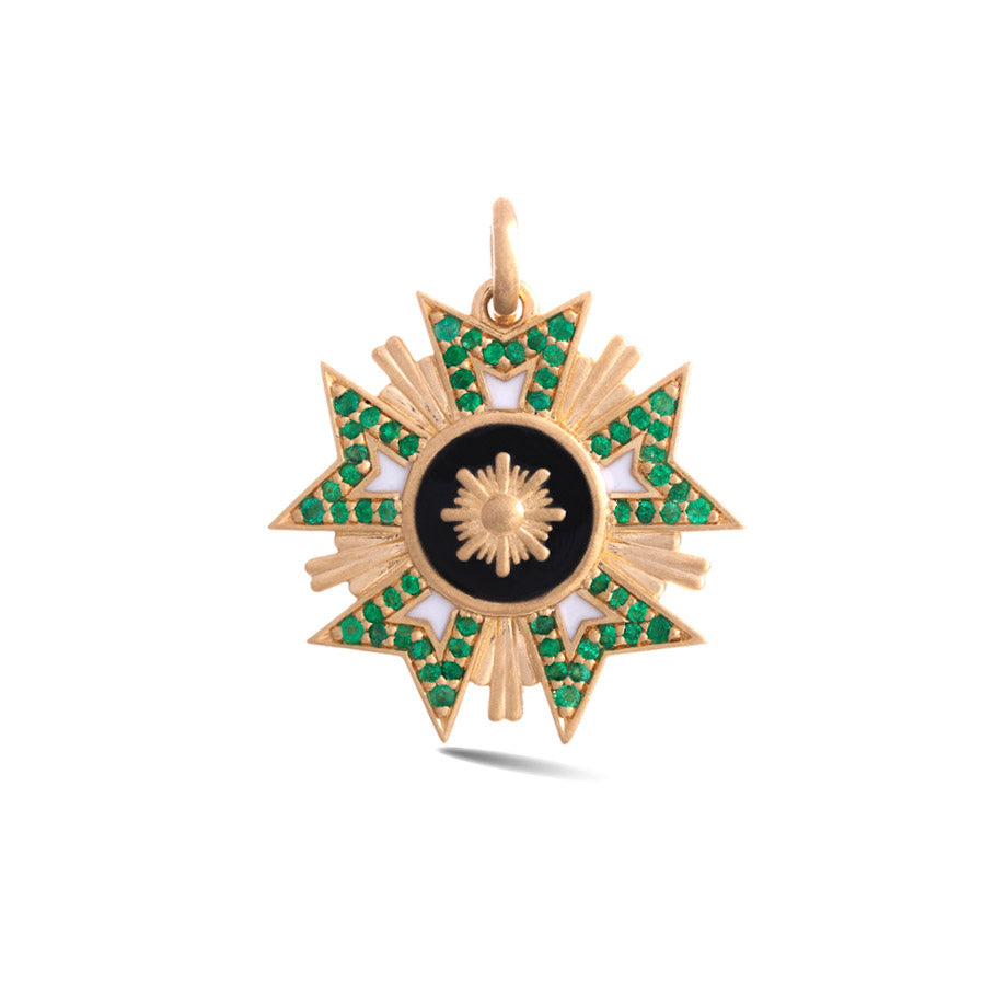 Emerald and Enamel Florence Charm in Yellow Gold
