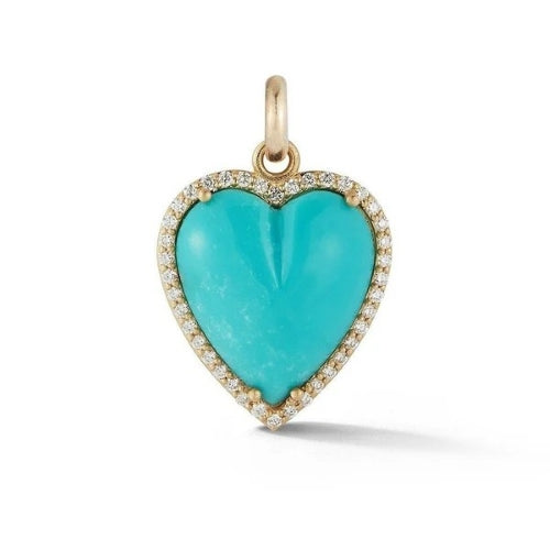 Alana Large Heart Charm with Turquoise and diamond
