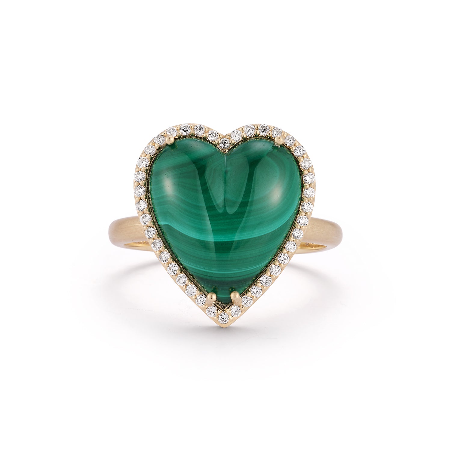 Malachite Alana Large Heart Ring in Yellow Gold